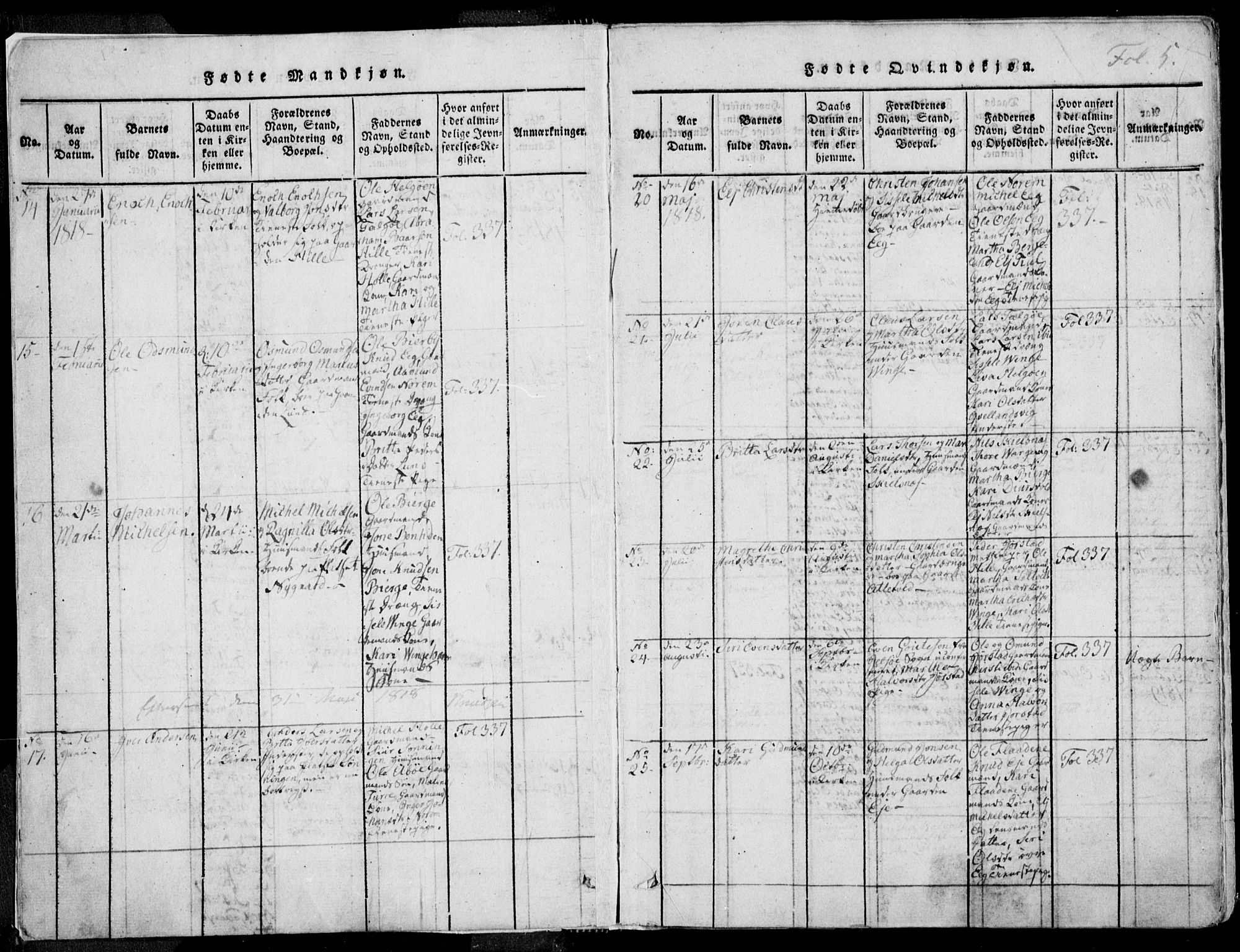 Nedstrand sokneprestkontor, AV/SAST-A-101841/01/IV: Parish register (official) no. A 7, 1816-1870, p. 5