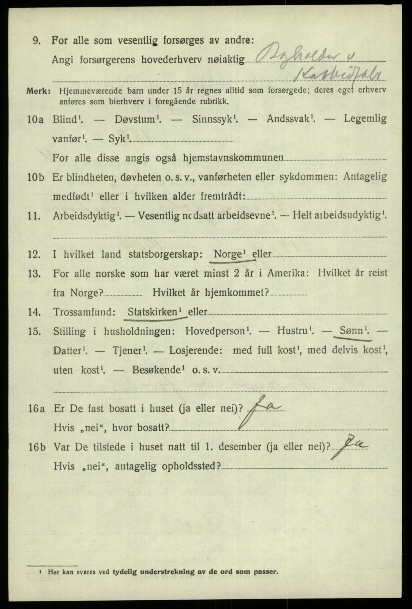 SAB, 1920 census for Odda, 1920, p. 2936