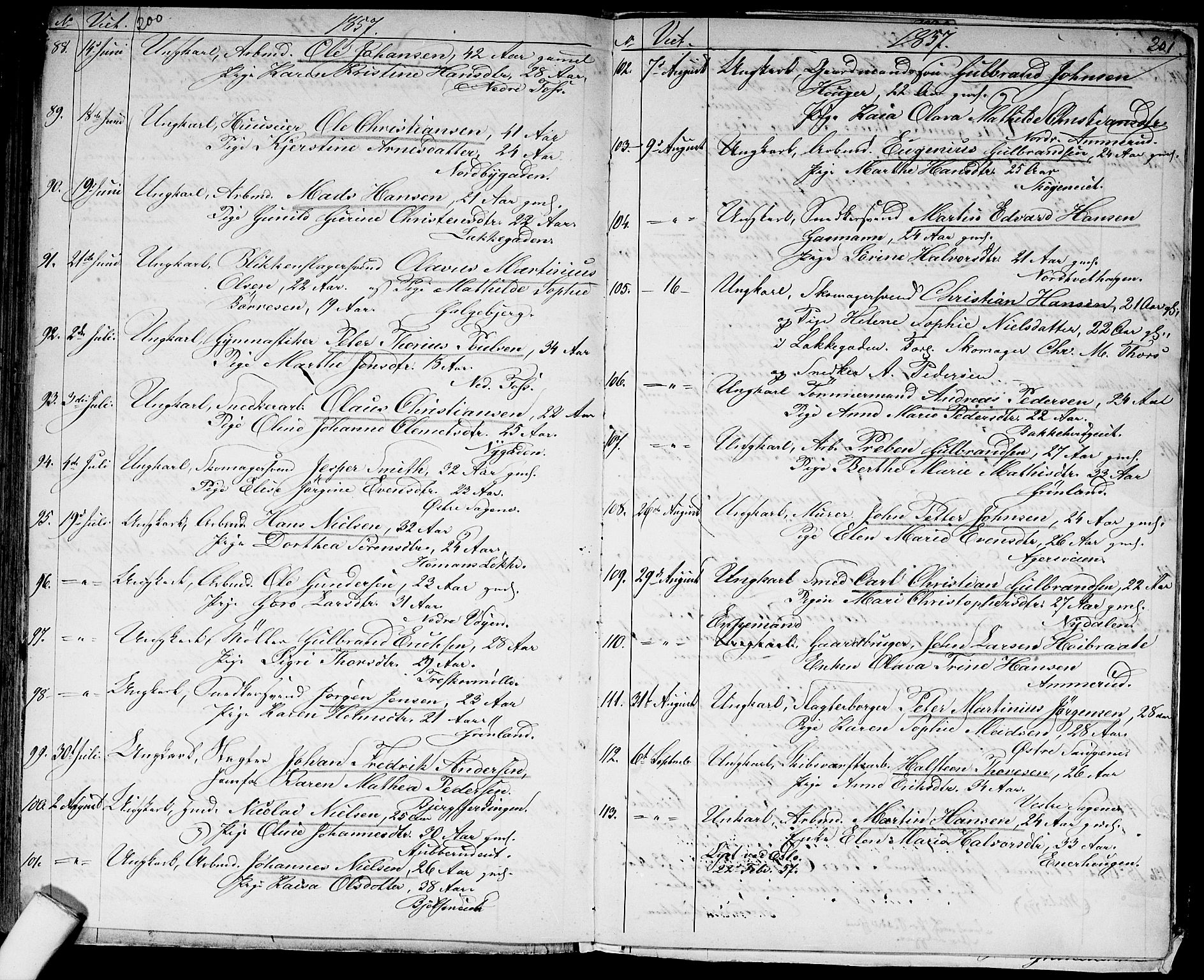 Aker prestekontor kirkebøker, AV/SAO-A-10861/G/L0011: Parish register (copy) no. 11, 1846-1859, p. 200-201