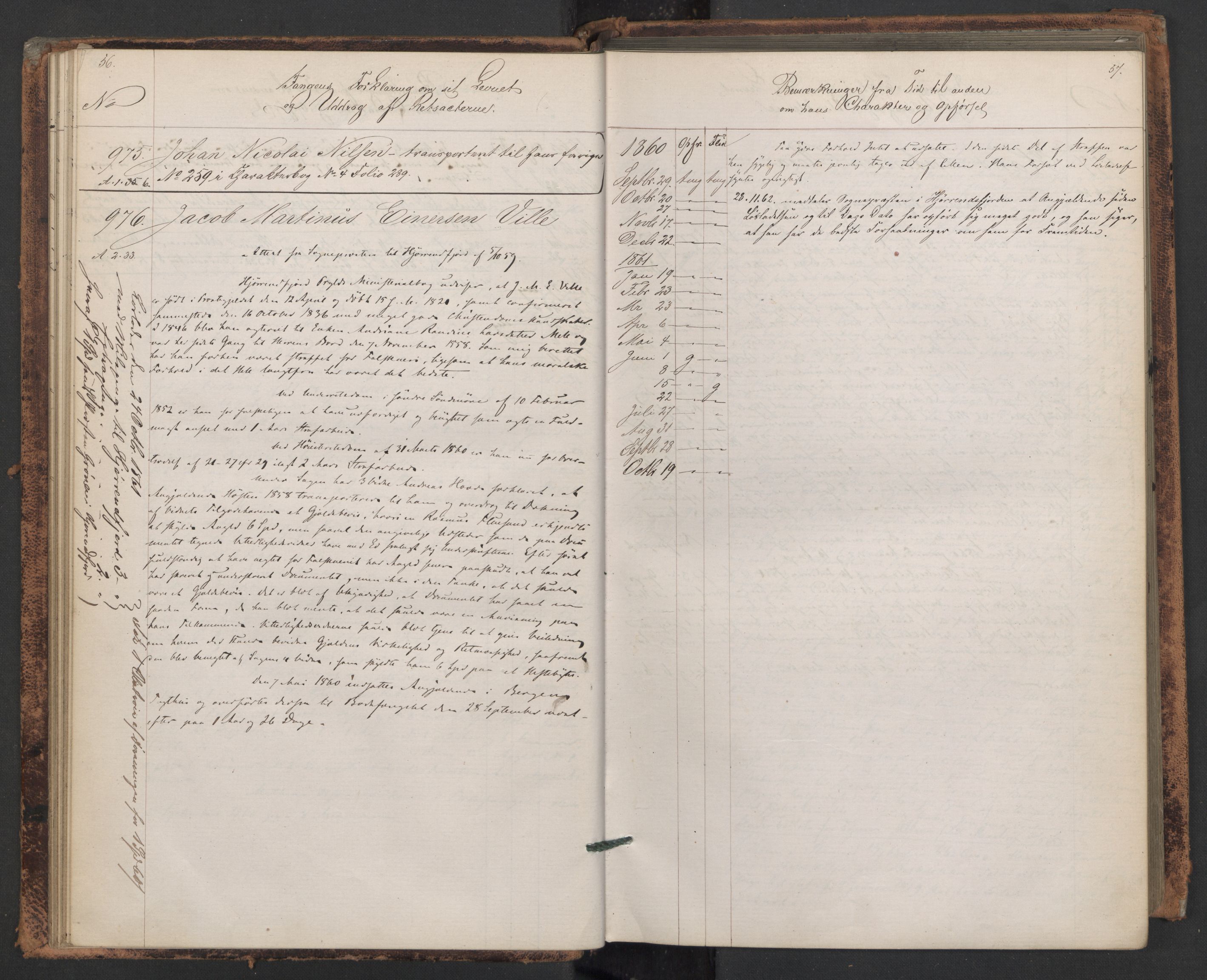 Botsfengslet, AV/RA-S-1539/D/Db/Dbb/L0007: 945b - 258c, 1860-1862, p. 56-57