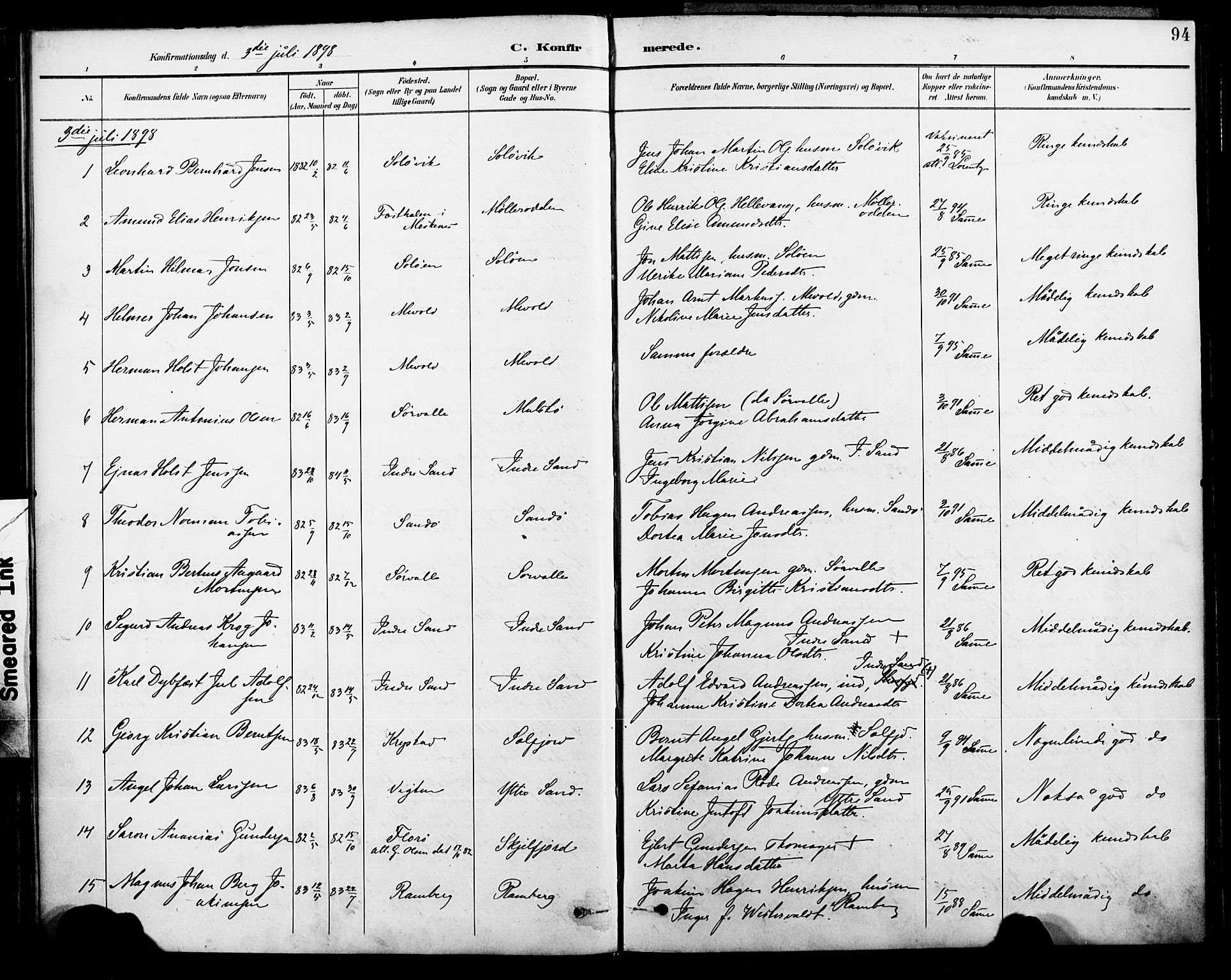 Ministerialprotokoller, klokkerbøker og fødselsregistre - Nordland, SAT/A-1459/885/L1205: Parish register (official) no. 885A06, 1892-1905, p. 94