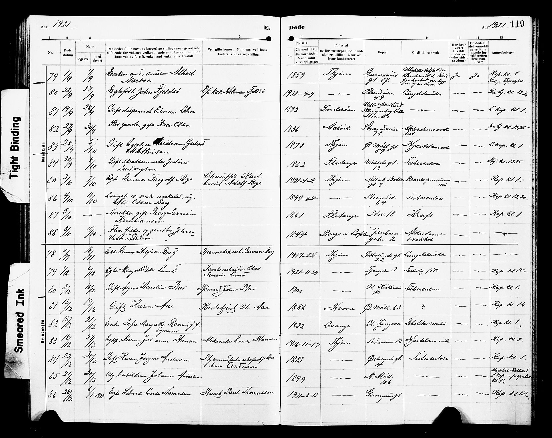 Ministerialprotokoller, klokkerbøker og fødselsregistre - Sør-Trøndelag, AV/SAT-A-1456/605/L0257: Parish register (copy) no. 605C04, 1916-1922, p. 119