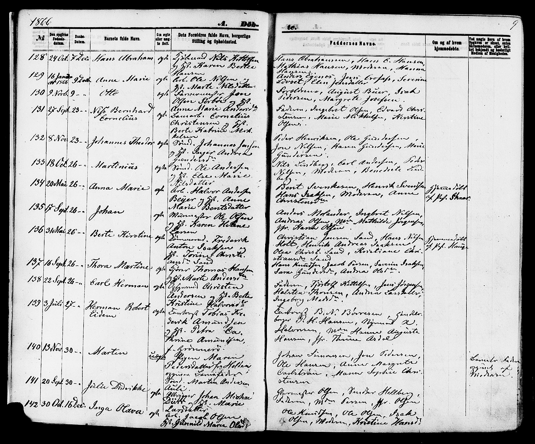 Skien kirkebøker, AV/SAKO-A-302/F/Fa/L0008: Parish register (official) no. 8, 1866-1877, p. 9