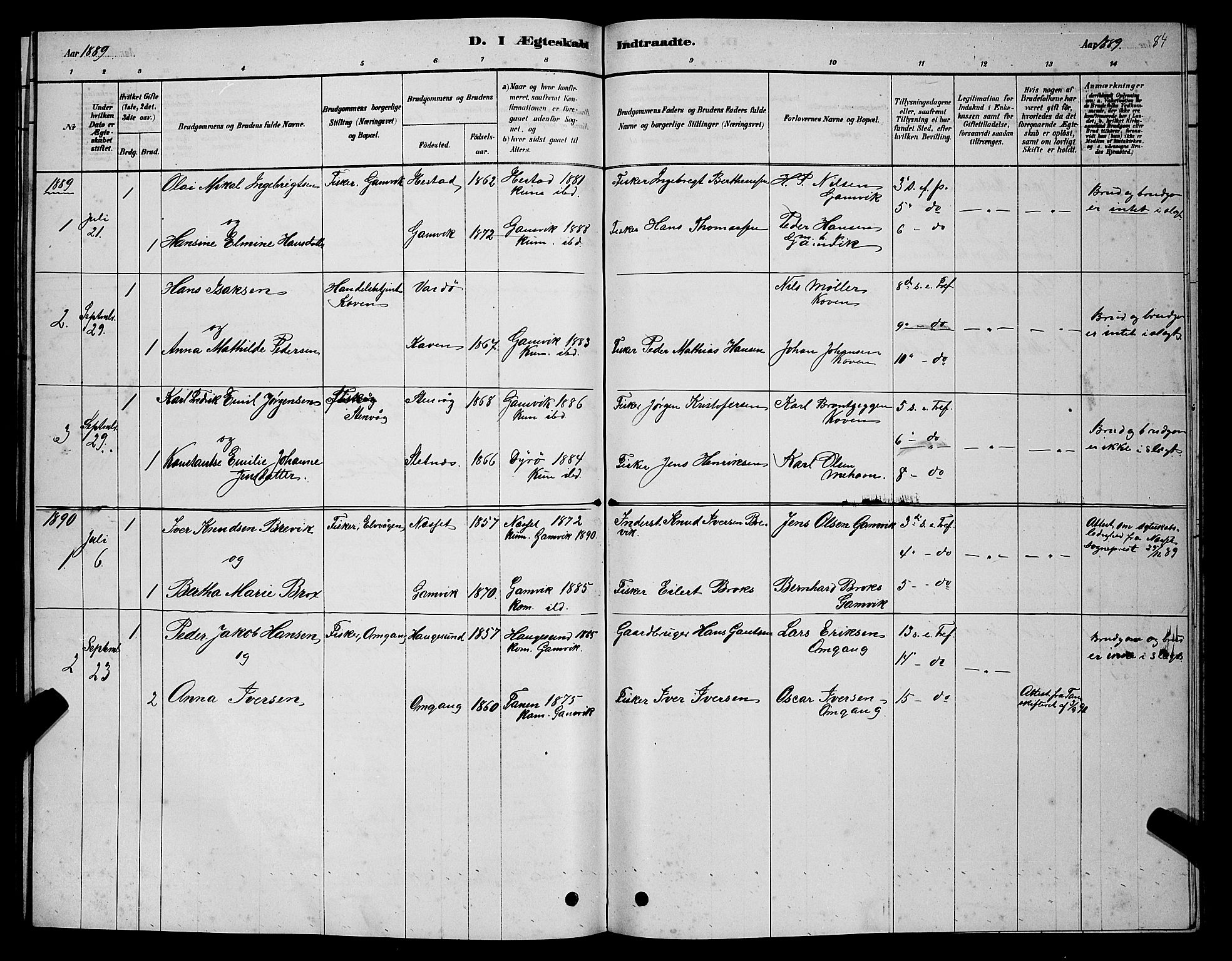 Tana sokneprestkontor, SATØ/S-1334/H/Hb/L0005klokker: Parish register (copy) no. 5, 1878-1891, p. 84