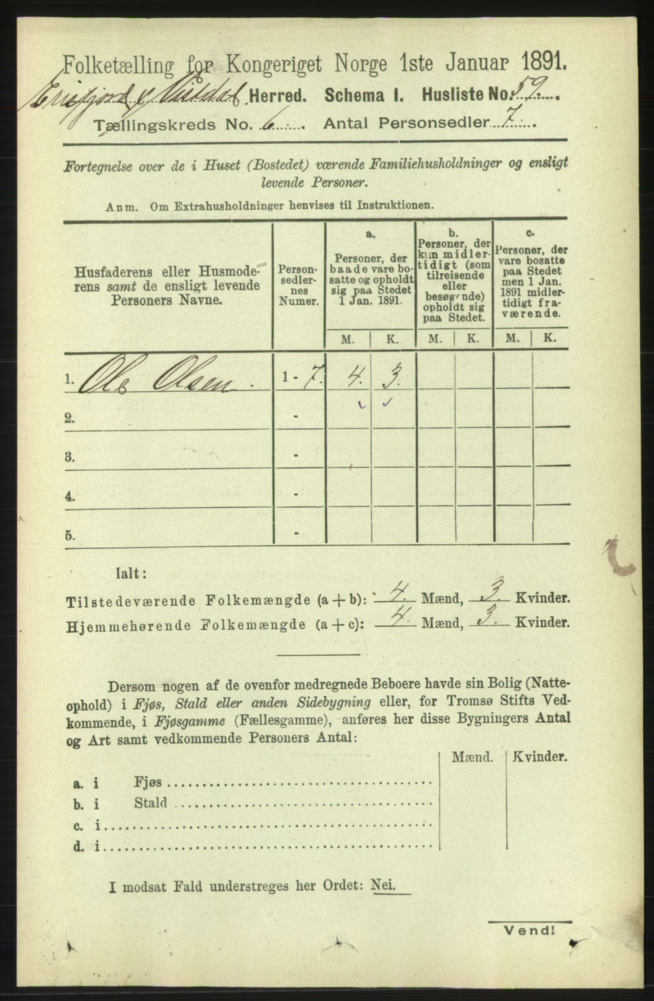 RA, 1891 census for 1542 Eresfjord og Vistdal, 1891, p. 1514