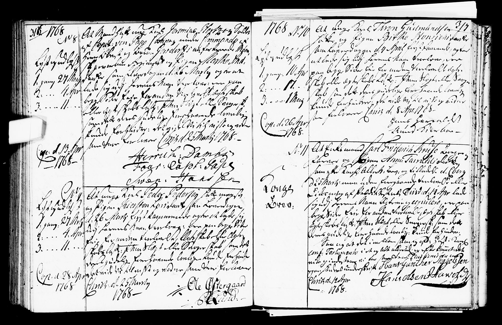 Oslo domkirke Kirkebøker, AV/SAO-A-10752/L/La/L0008: Best man's statements no. 8, 1759-1769, p. 316-317