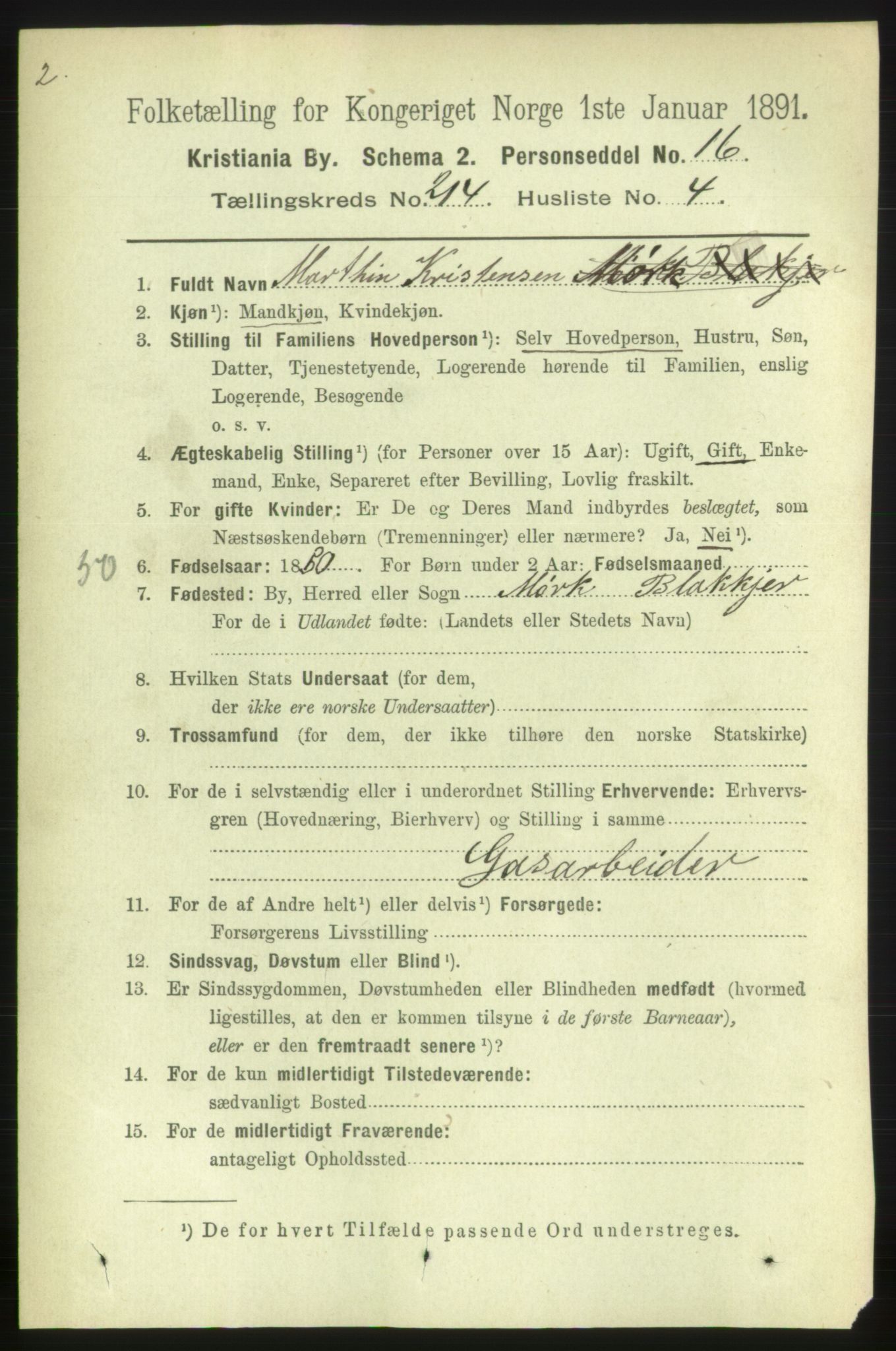 RA, 1891 census for 0301 Kristiania, 1891, p. 127414