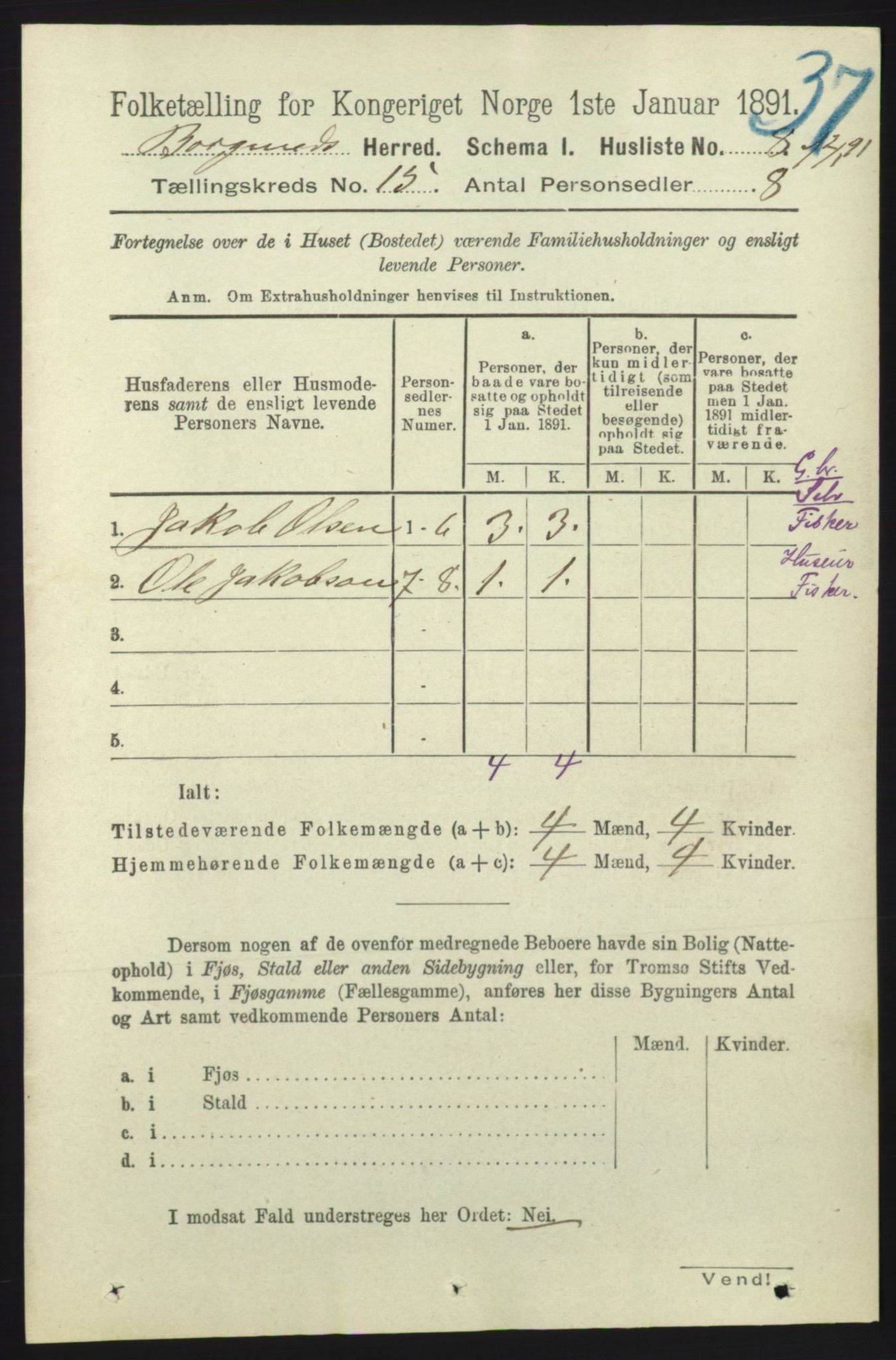 RA, 1891 census for 1531 Borgund, 1891, p. 4448