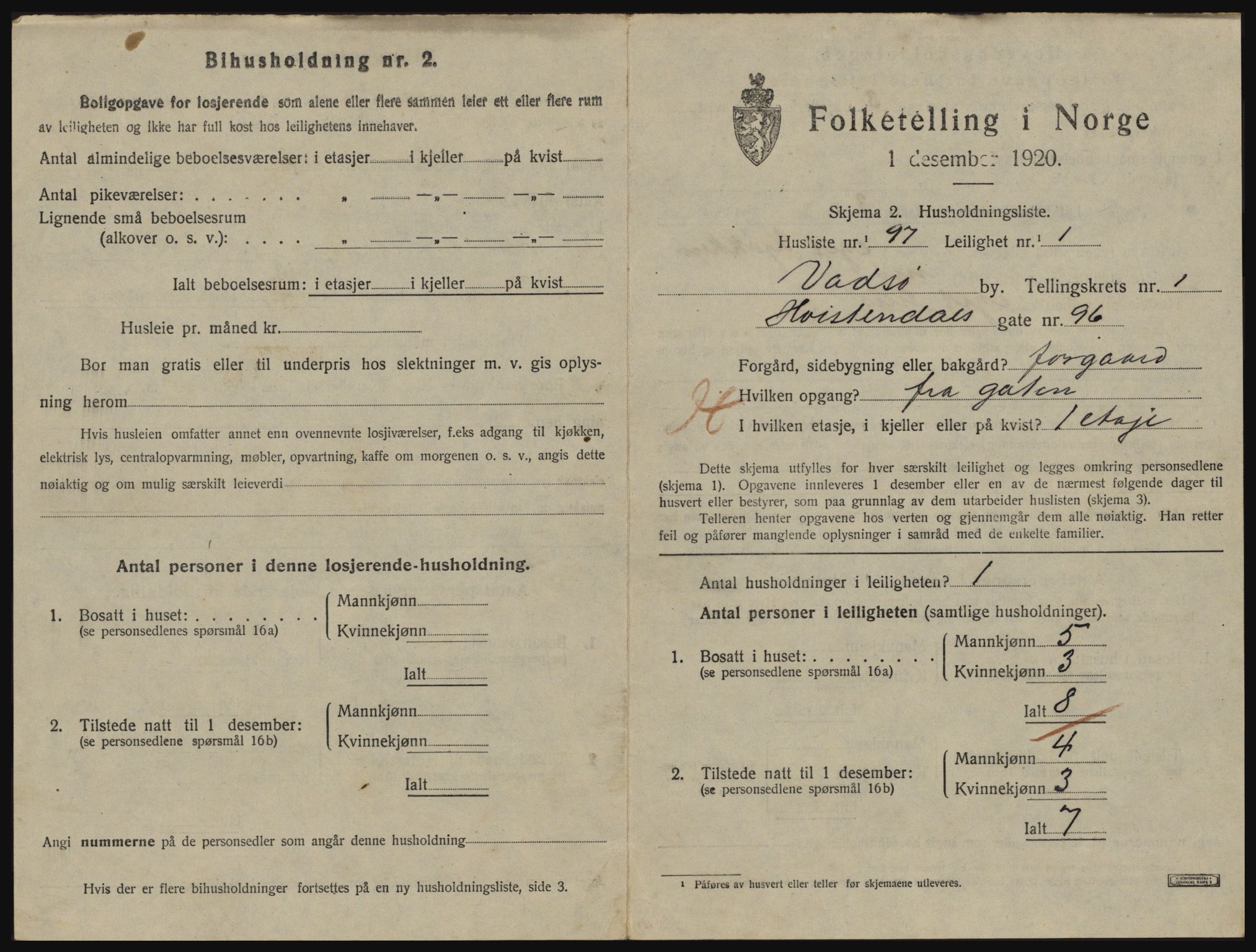 SATØ, 1920 census for Vadsø, 1920, p. 846