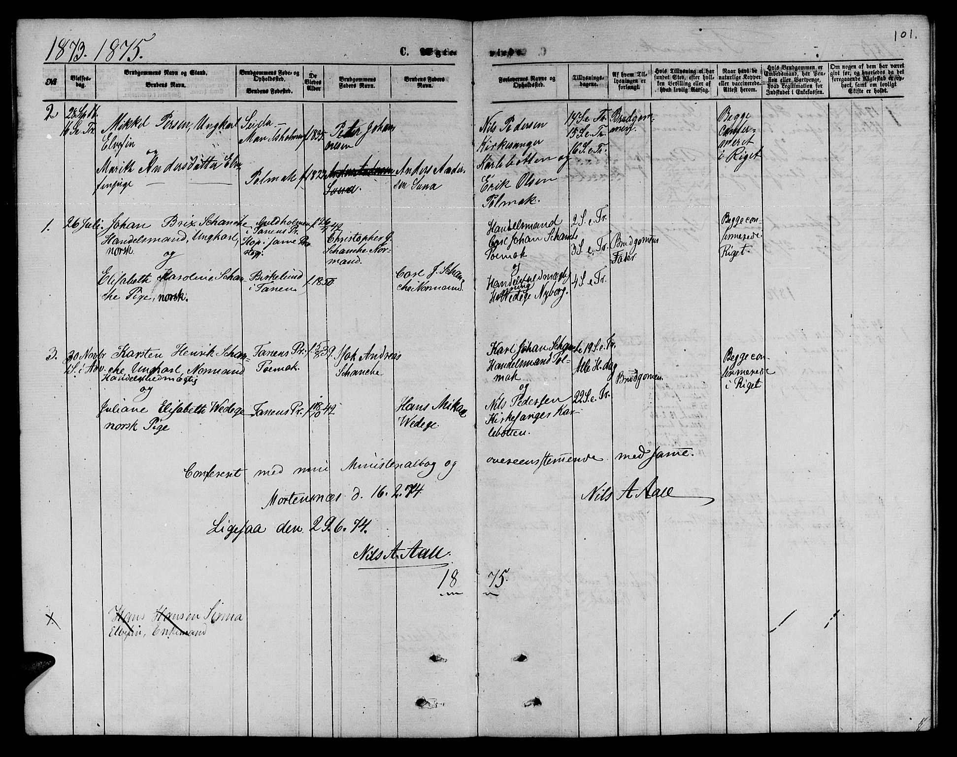 Nesseby sokneprestkontor, SATØ/S-1330/H/Hb/L0006klokker: Parish register (copy) no. 6, 1860-1876, p. 101