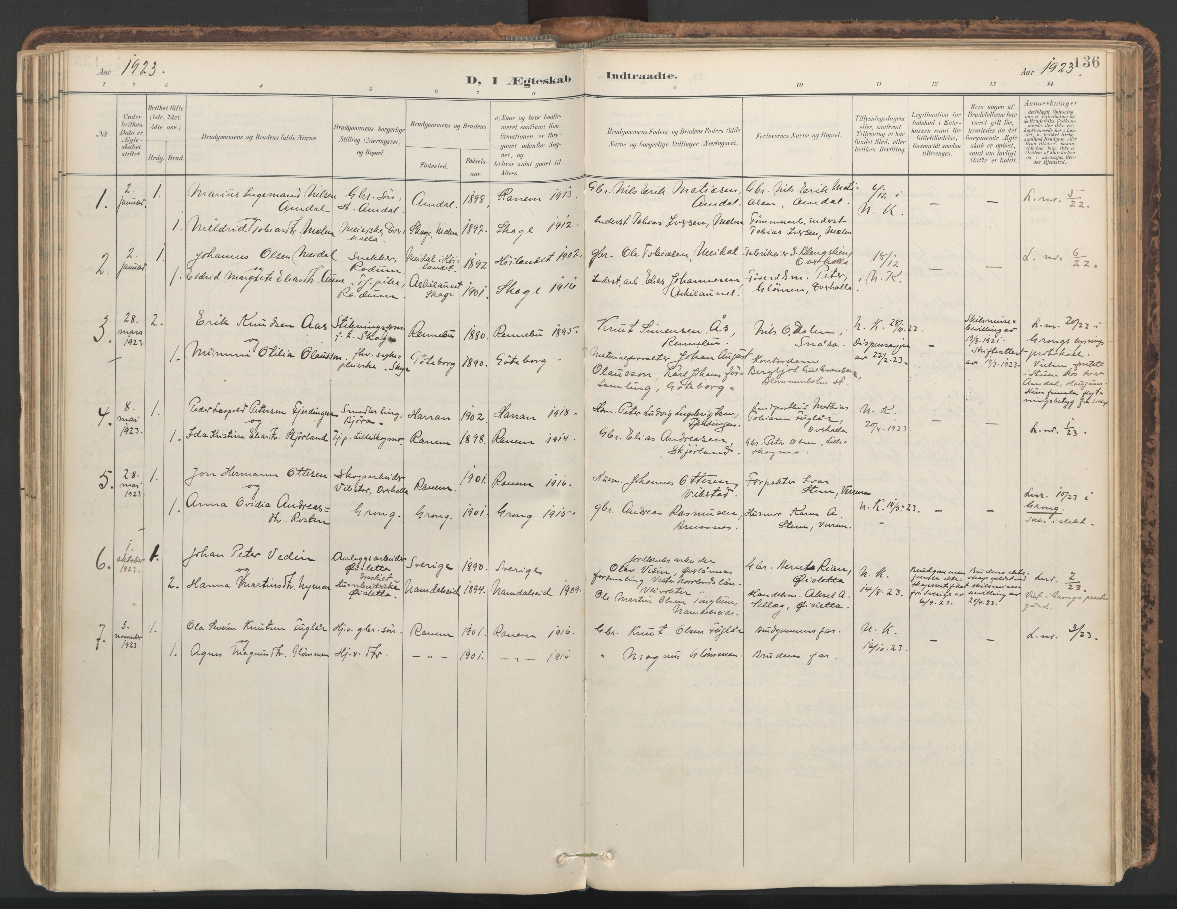 Ministerialprotokoller, klokkerbøker og fødselsregistre - Nord-Trøndelag, SAT/A-1458/764/L0556: Parish register (official) no. 764A11, 1897-1924, p. 136