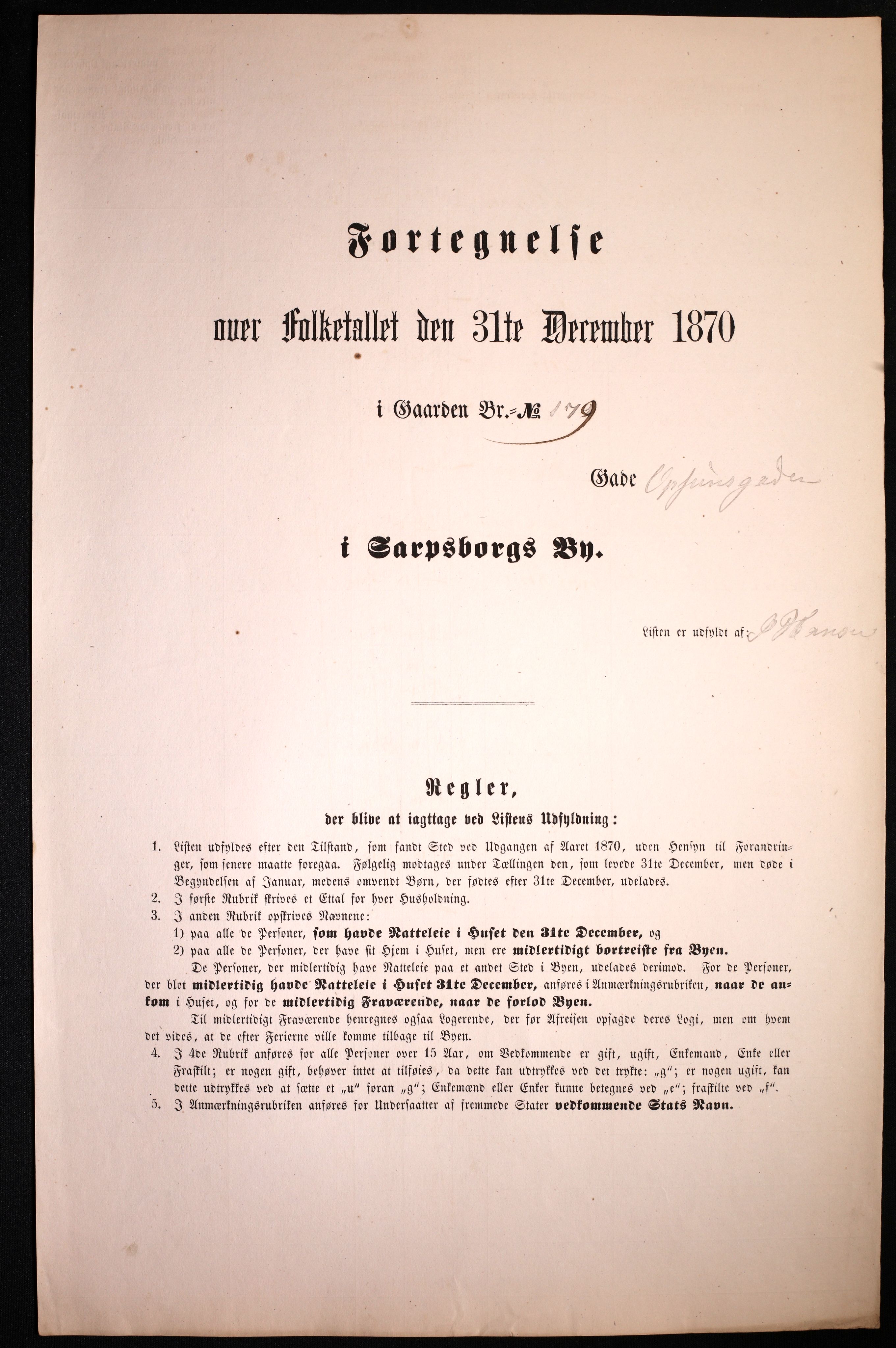 RA, 1870 census for 0102 Sarpsborg, 1870, p. 535