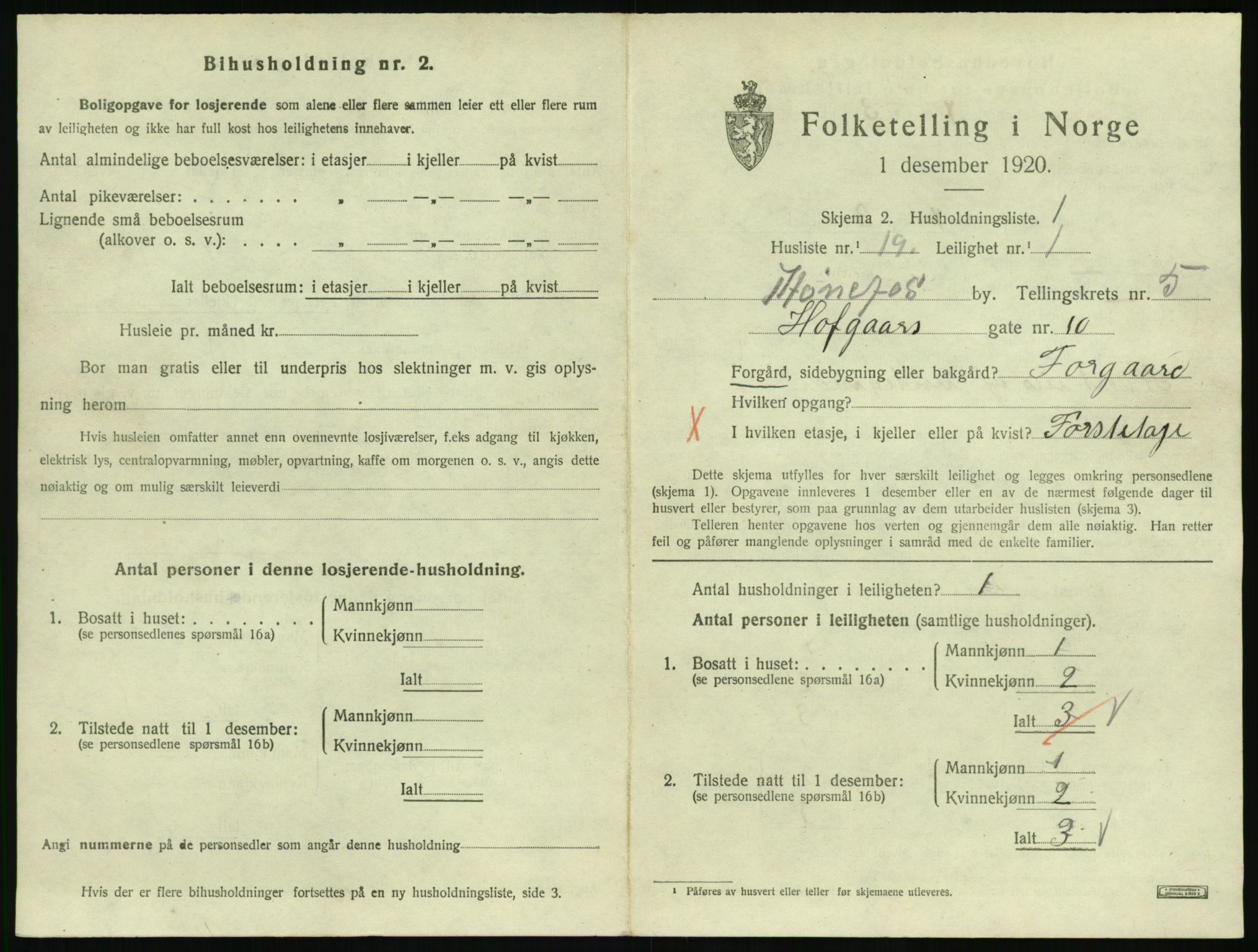 SAKO, 1920 census for Hønefoss, 1920, p. 1898