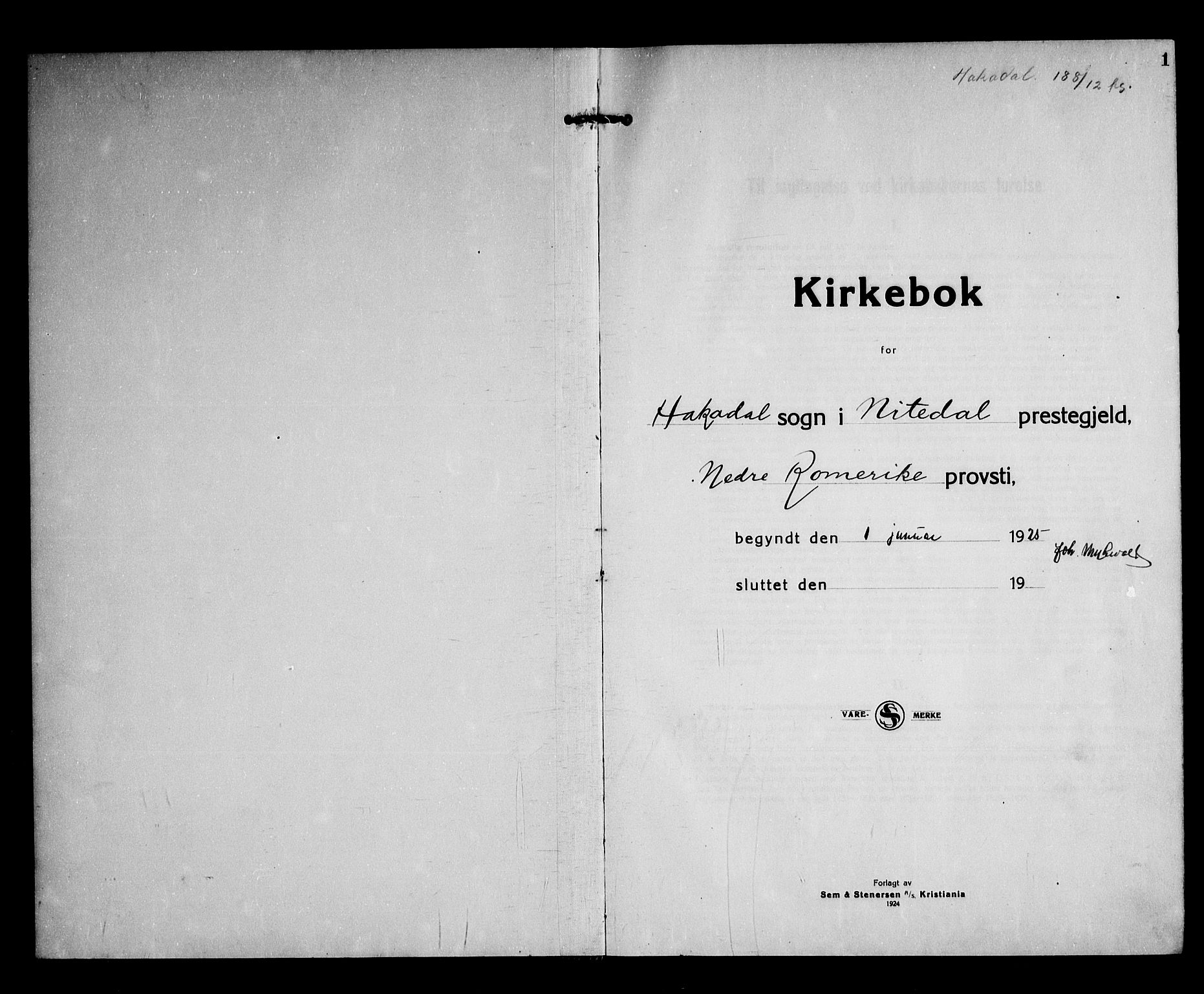 Nittedal prestekontor Kirkebøker, SAO/A-10365a/G/Gb/L0004: Parish register (copy) no. II 4, 1925-1945, p. 1