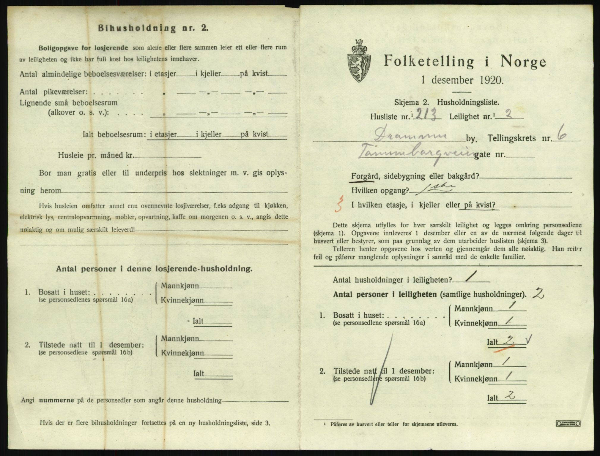 SAKO, 1920 census for Drammen, 1920, p. 12365