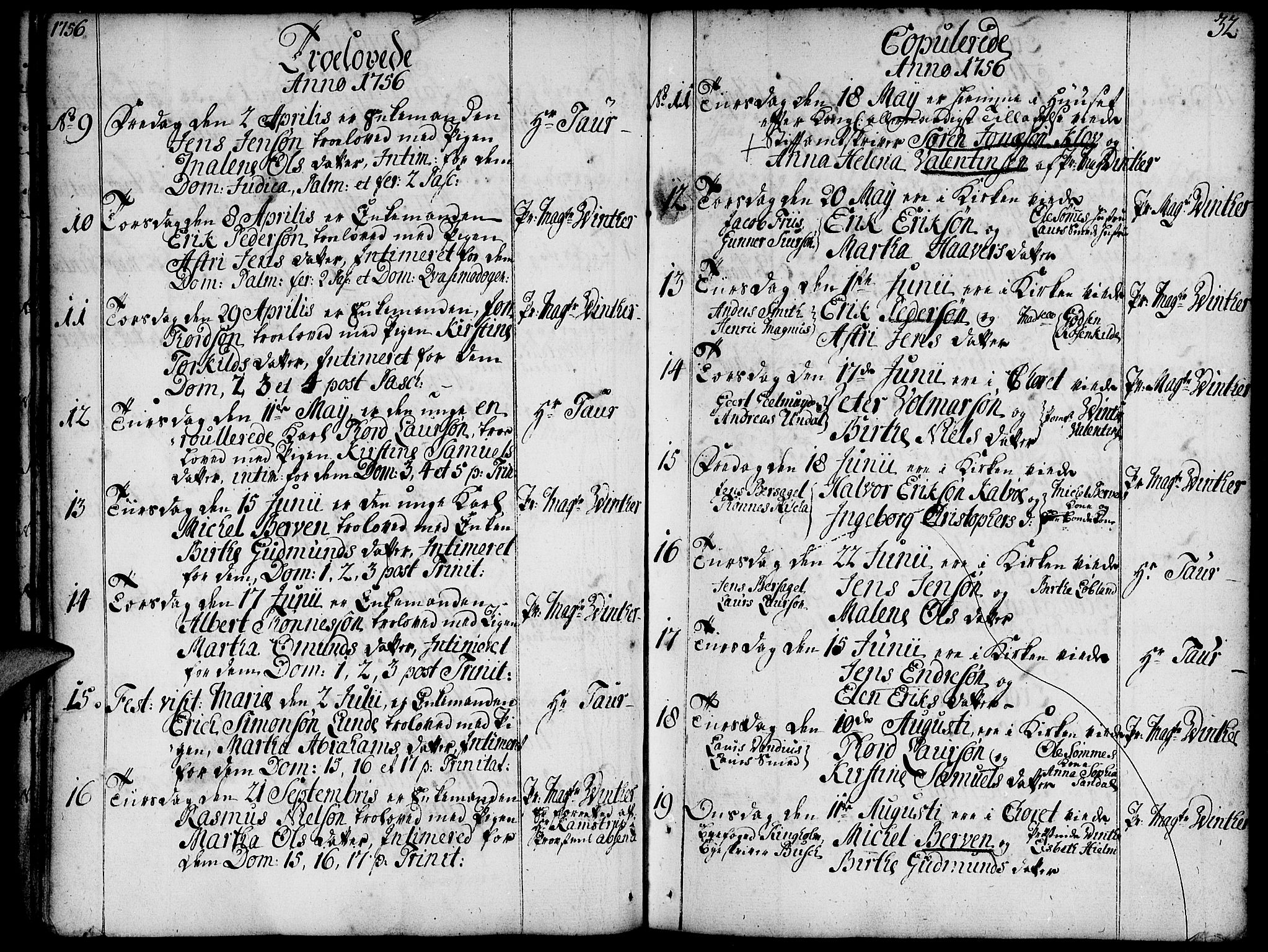 Domkirken sokneprestkontor, SAST/A-101812/001/30/30BA/L0004: Parish register (official) no. A 4, 1744-1782, p. 32