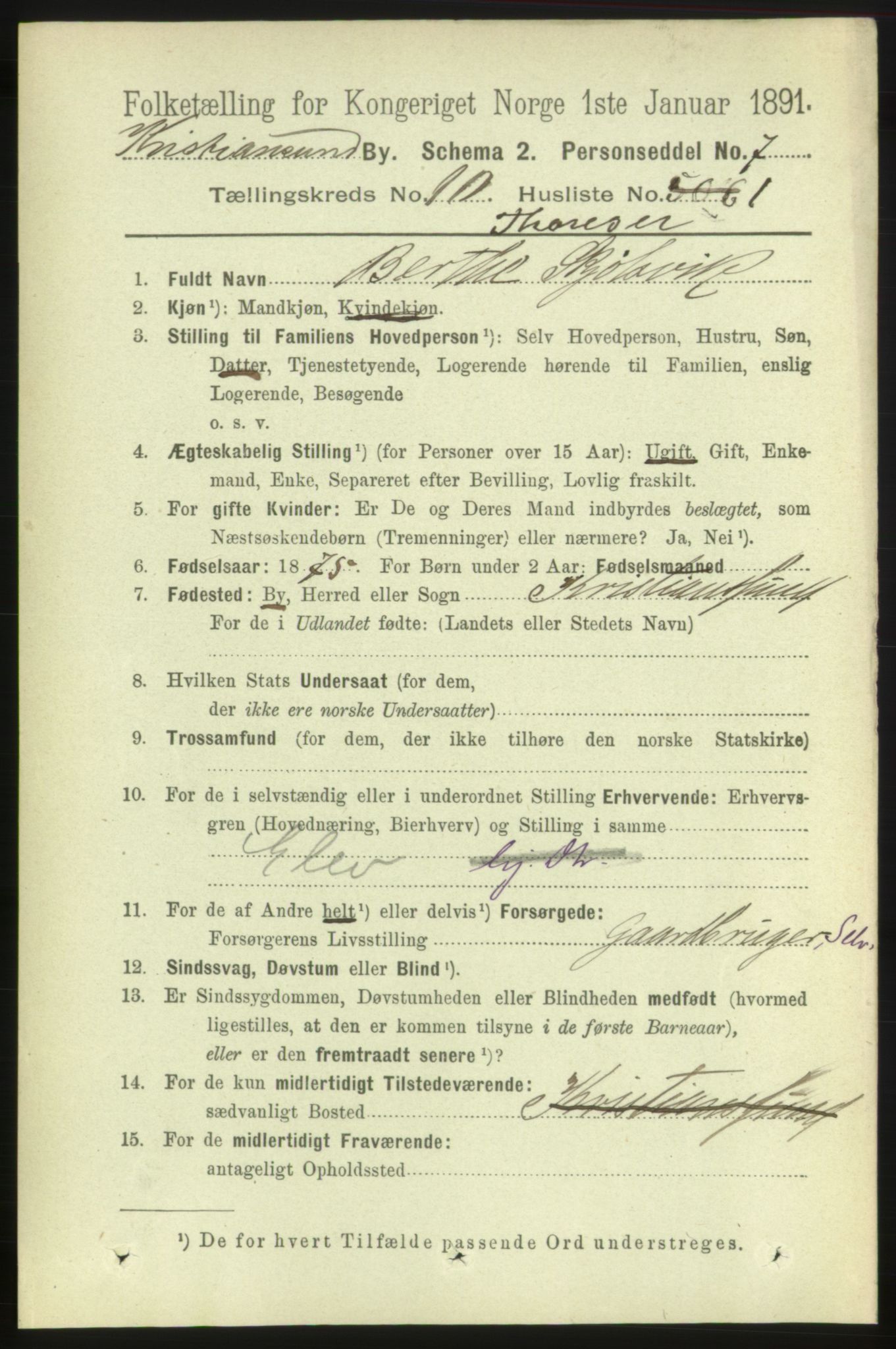 RA, 1891 census for 1503 Kristiansund, 1891, p. 8057