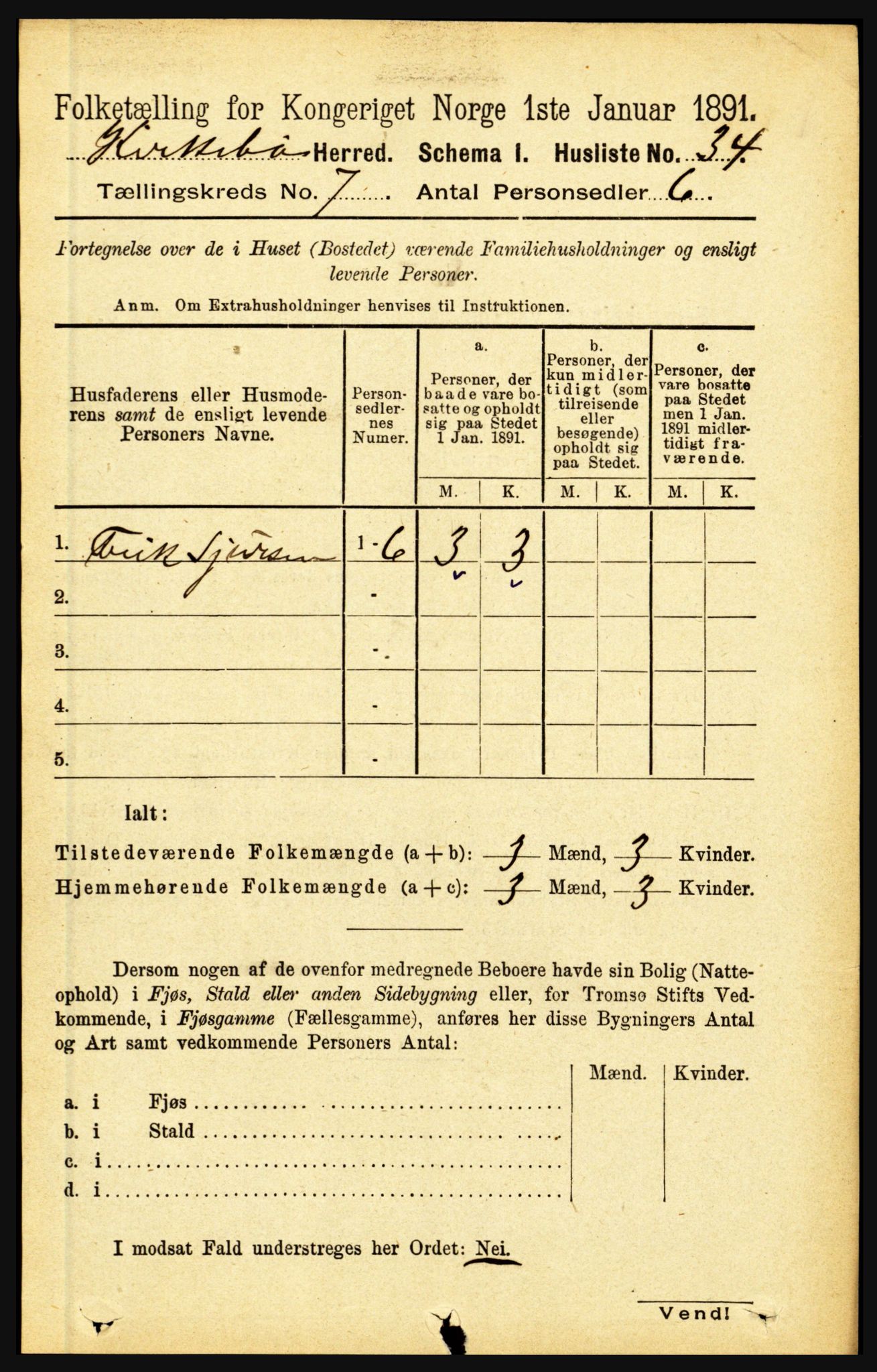 RA, 1891 census for 1416 Kyrkjebø, 1891, p. 1839