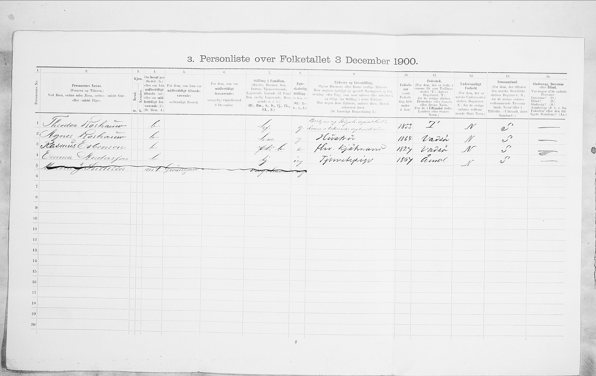 SAO, 1900 census for Kristiania, 1900, p. 90151