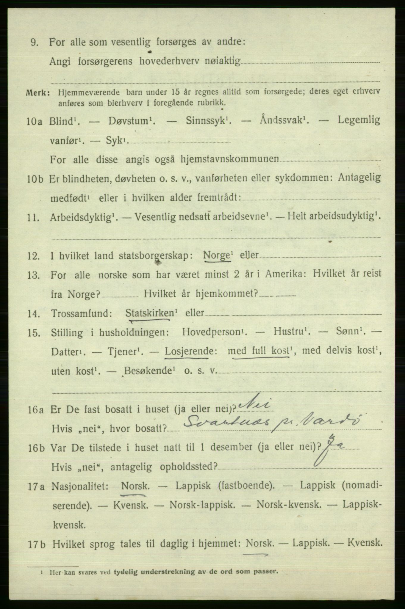 SATØ, 1920 census for Vardø rural district, 1920, p. 2645
