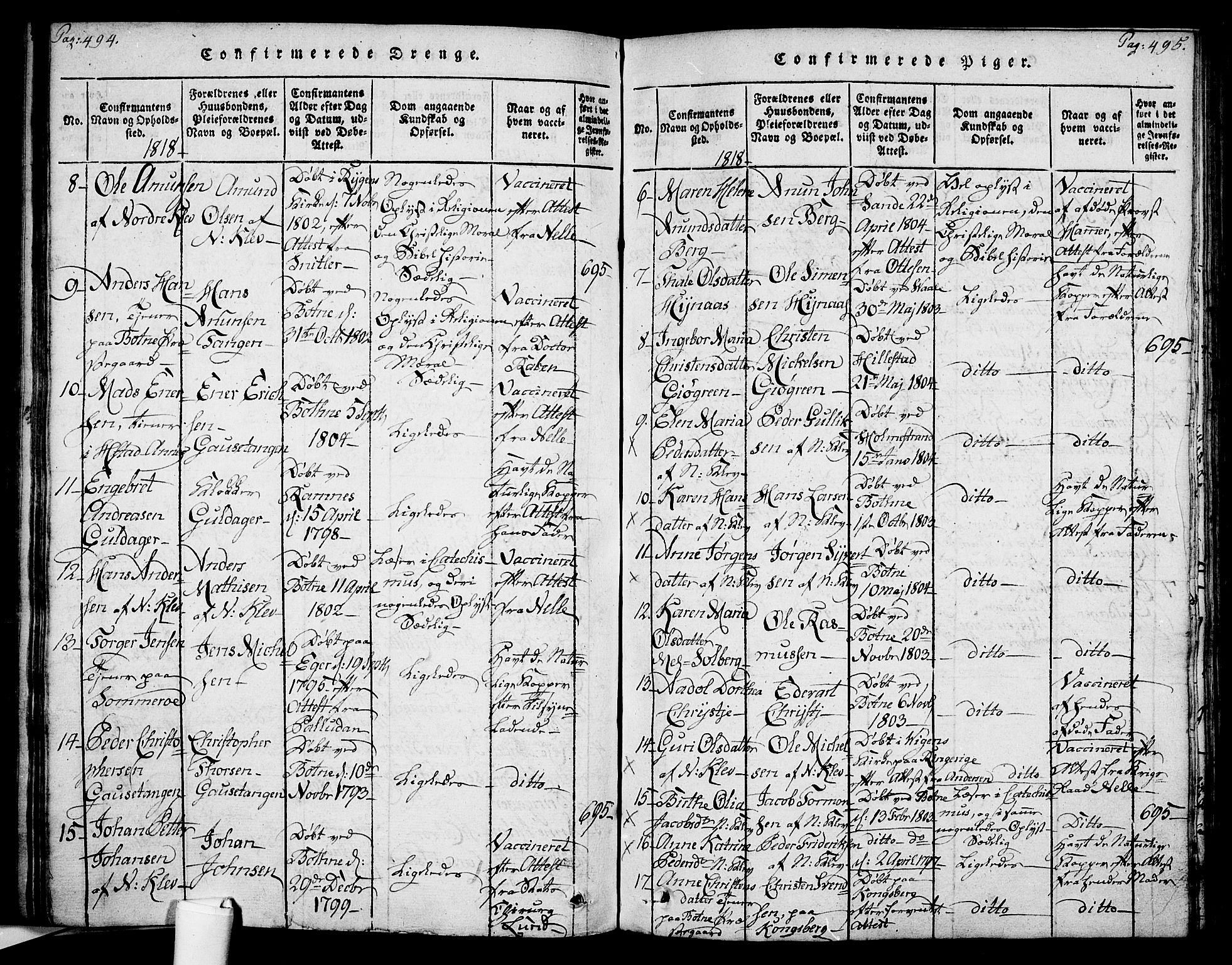 Botne kirkebøker, AV/SAKO-A-340/F/Fa/L0005: Parish register (official) no. I 5, 1814-1836, p. 494-495