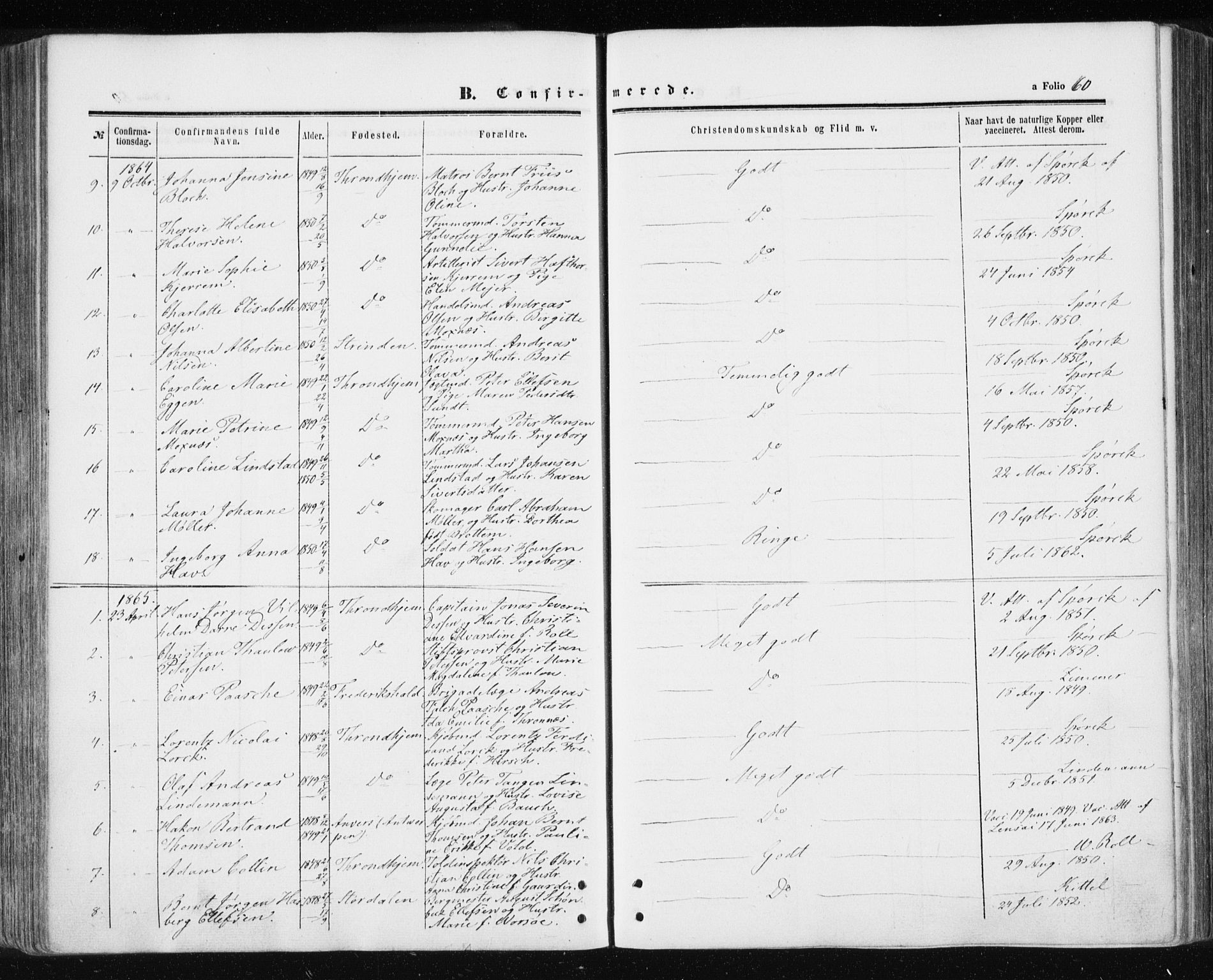 Ministerialprotokoller, klokkerbøker og fødselsregistre - Sør-Trøndelag, SAT/A-1456/601/L0053: Parish register (official) no. 601A21, 1857-1865, p. 60