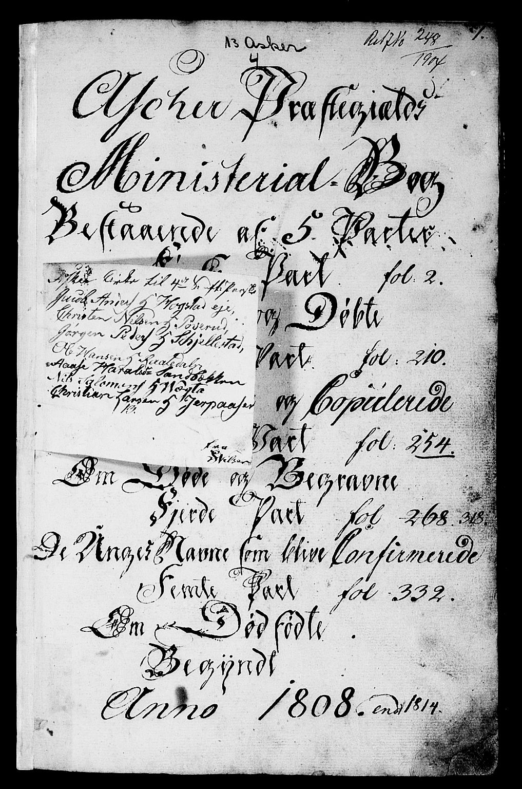 Asker prestekontor Kirkebøker, SAO/A-10256a/F/Fa/L0005: Parish register (official) no. I 5, 1807-1813, p. 1