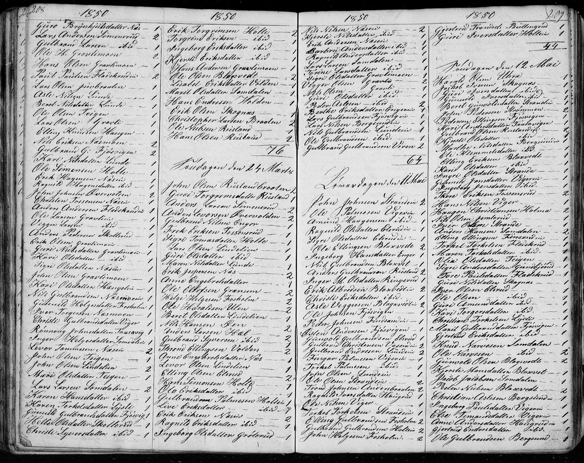 Ådal kirkebøker, SAKO/A-248/G/Ga/L0002: Parish register (copy) no. I 2, 1840-1861, p. 208-209