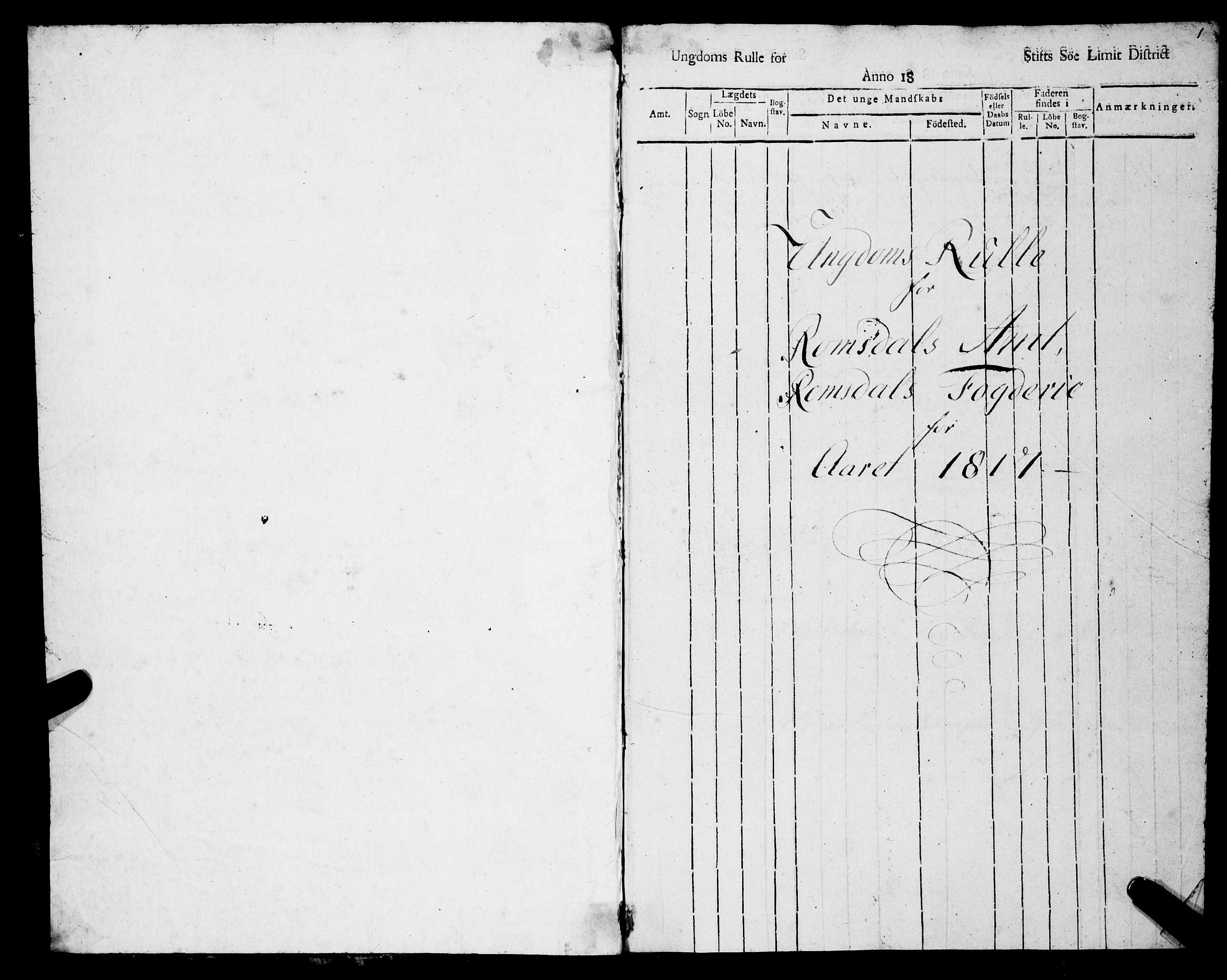 Sjøinnrulleringen - Trondhjemske distrikt, AV/SAT-A-5121/01/L0323/0002: -- / Ungdomsrulle, for Romsdals amt, Romdals fogeri, 1817