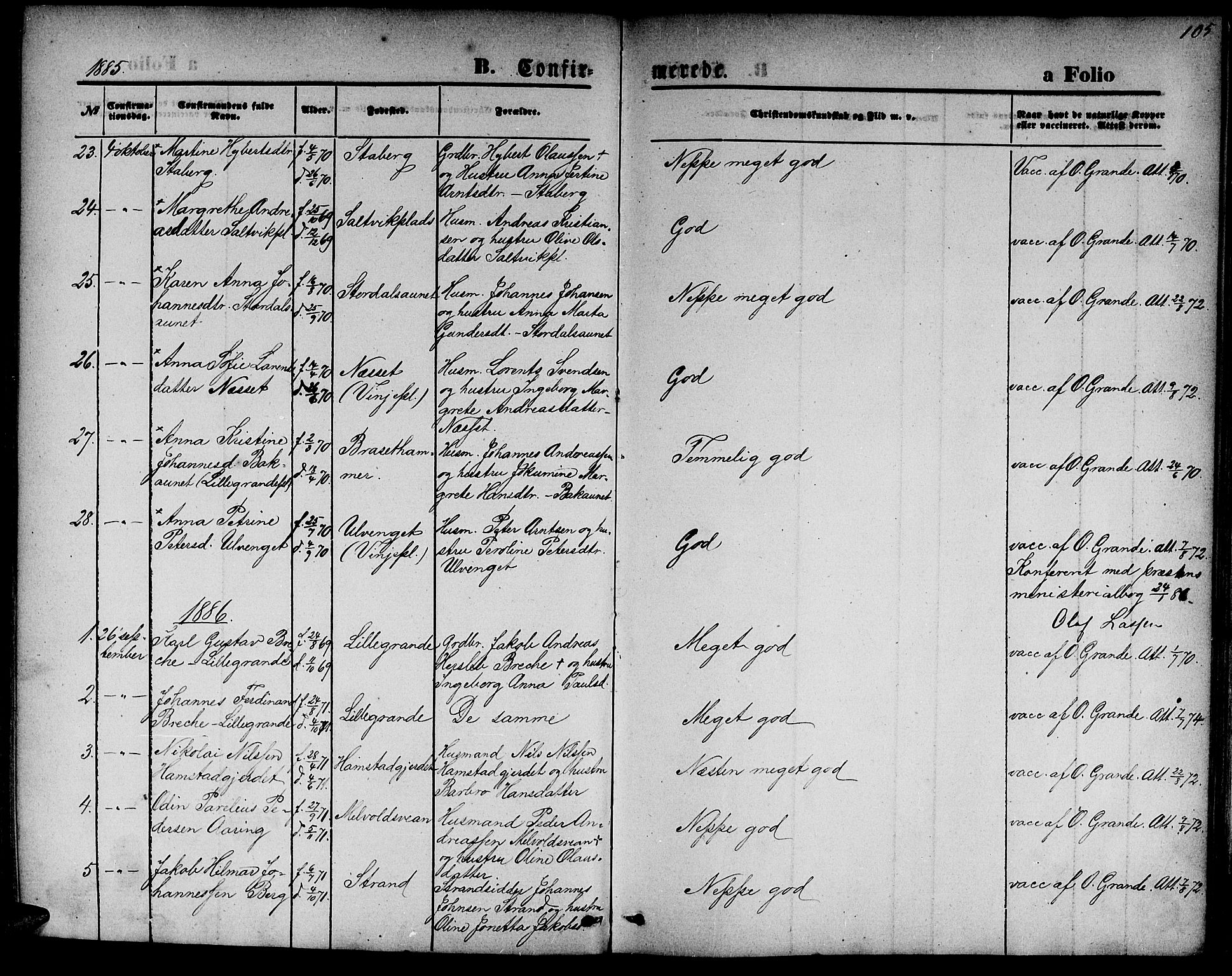 Ministerialprotokoller, klokkerbøker og fødselsregistre - Nord-Trøndelag, SAT/A-1458/733/L0326: Parish register (copy) no. 733C01, 1871-1887, p. 105