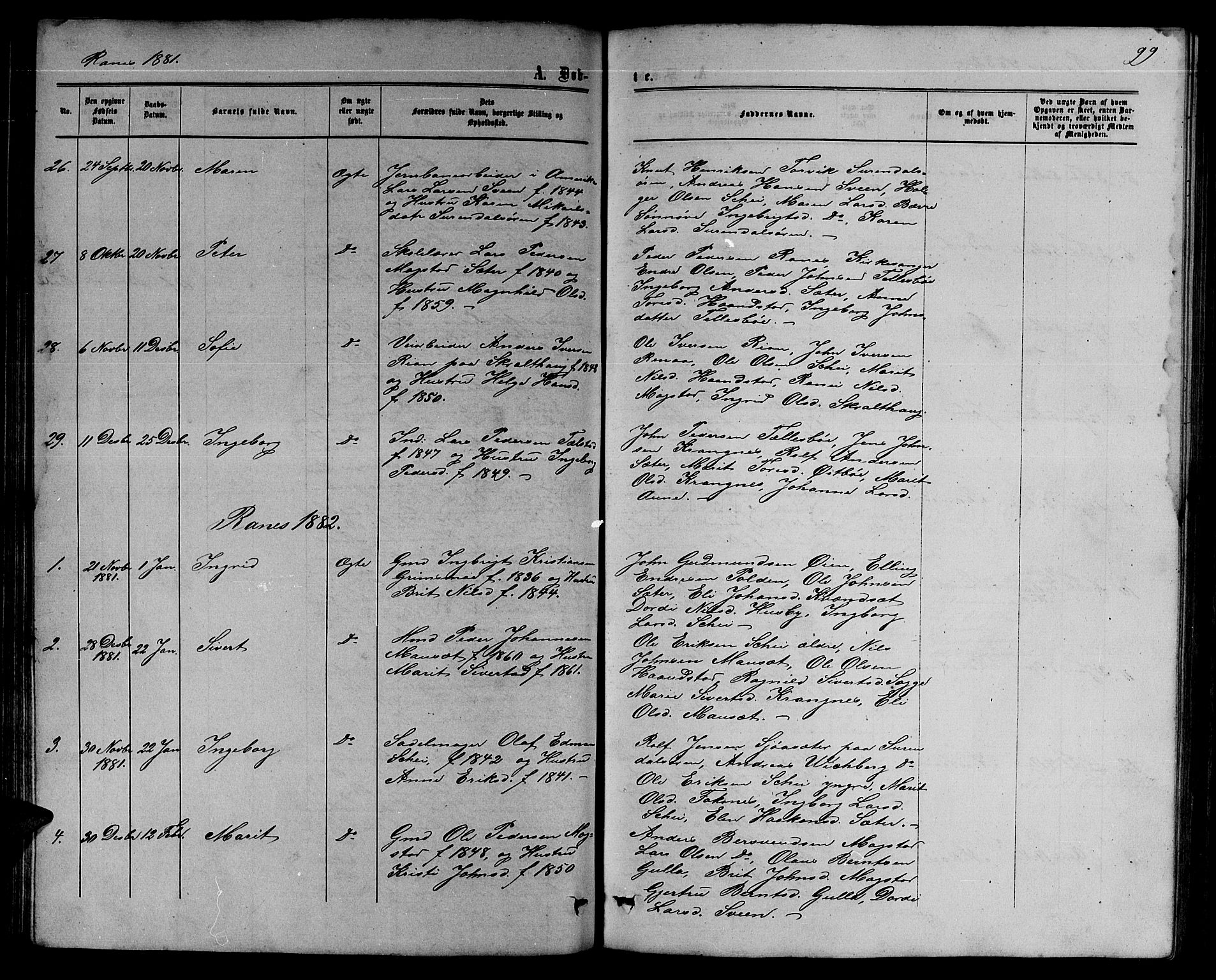 Ministerialprotokoller, klokkerbøker og fødselsregistre - Møre og Romsdal, AV/SAT-A-1454/595/L1051: Parish register (copy) no. 595C03, 1866-1891, p. 99