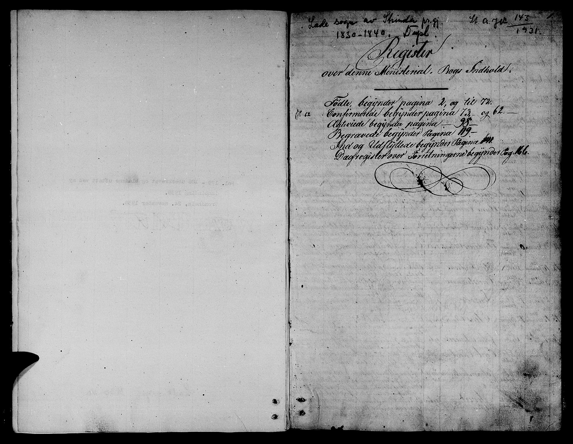 Ministerialprotokoller, klokkerbøker og fødselsregistre - Sør-Trøndelag, SAT/A-1456/606/L0308: Parish register (copy) no. 606C04, 1829-1840, p. 1