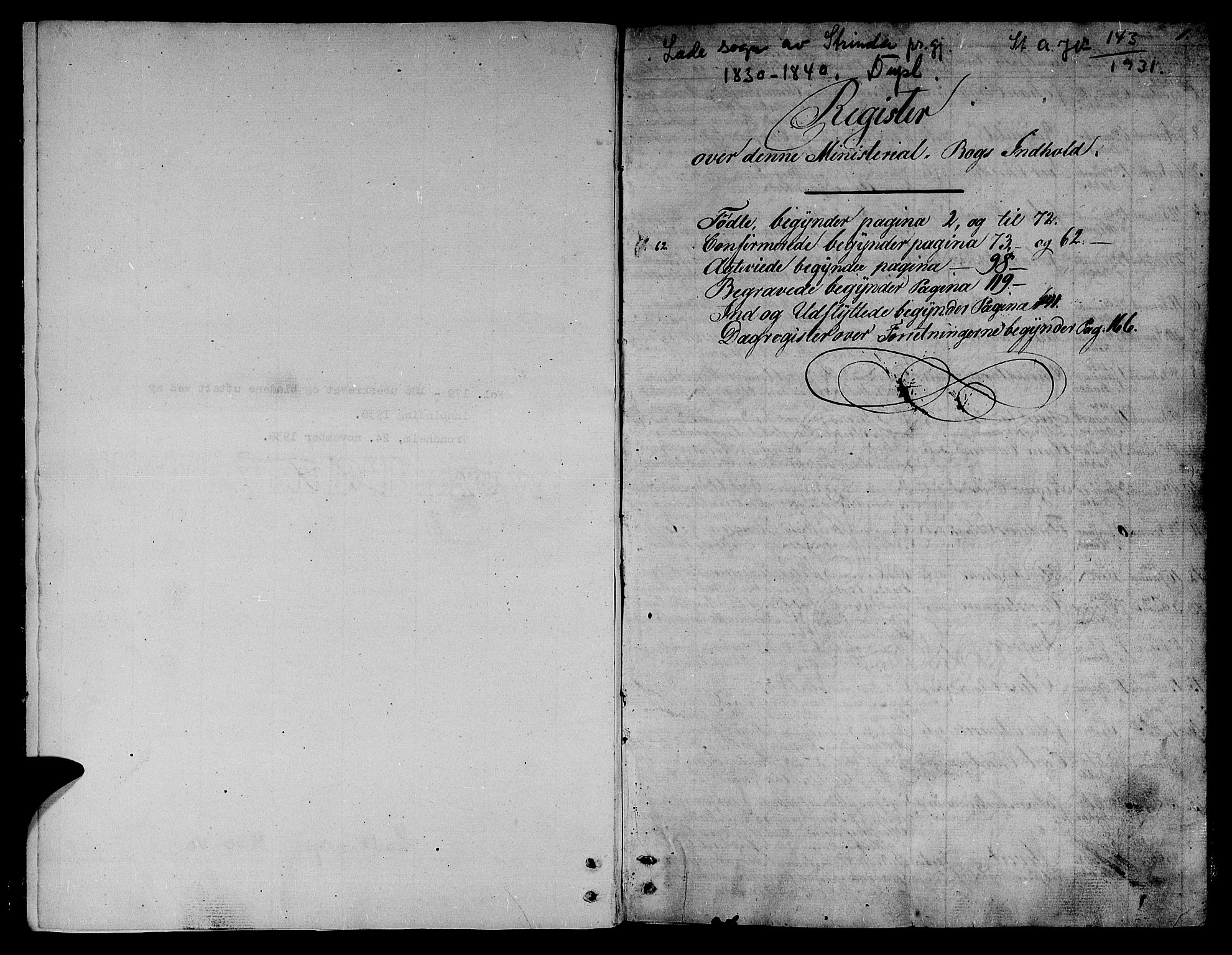 Ministerialprotokoller, klokkerbøker og fødselsregistre - Sør-Trøndelag, AV/SAT-A-1456/606/L0308: Parish register (copy) no. 606C04, 1829-1840, p. 1