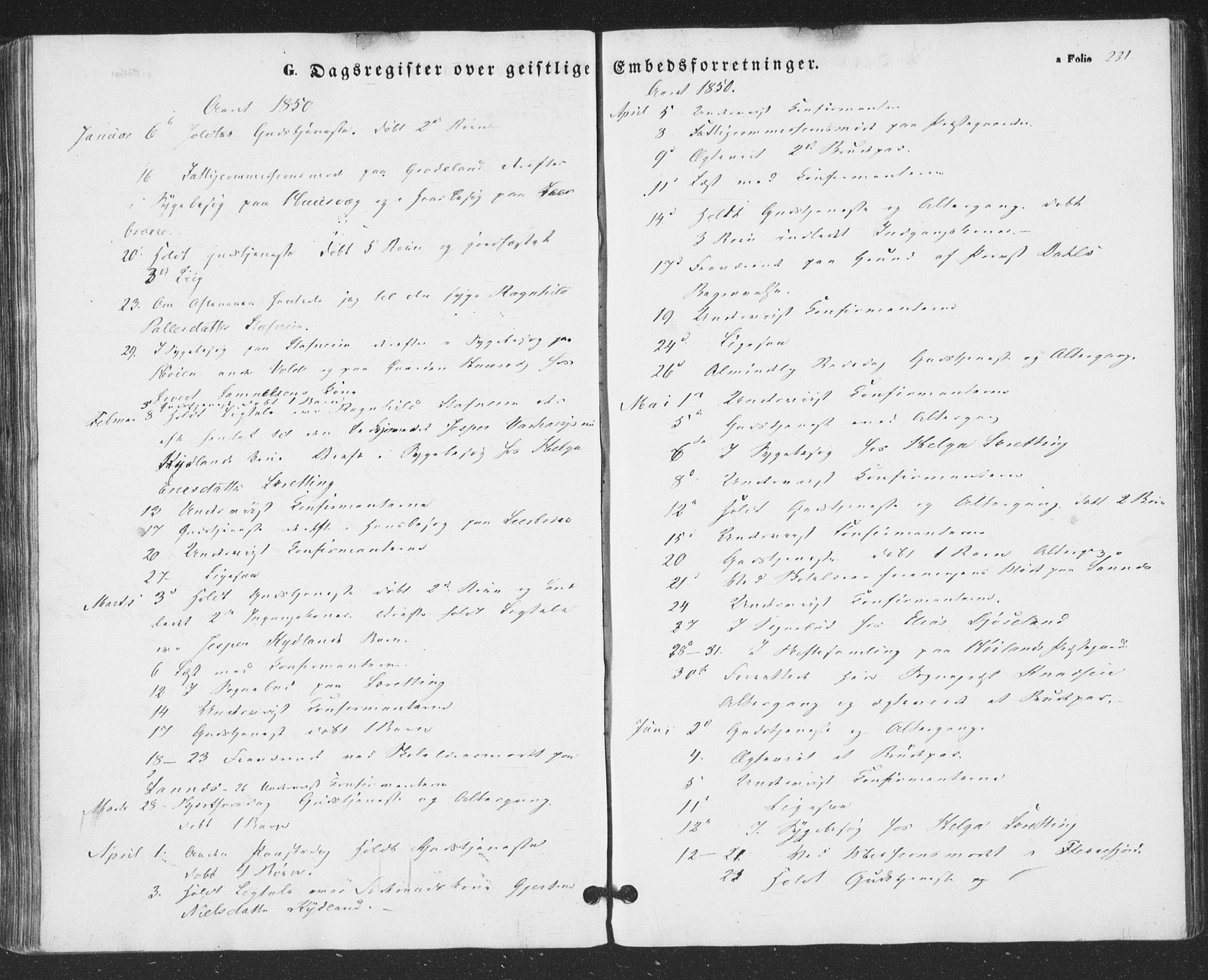 Hå sokneprestkontor, AV/SAST-A-101801/001/30BA/L0007: Parish register (official) no. A 6, 1842-1855, p. 231