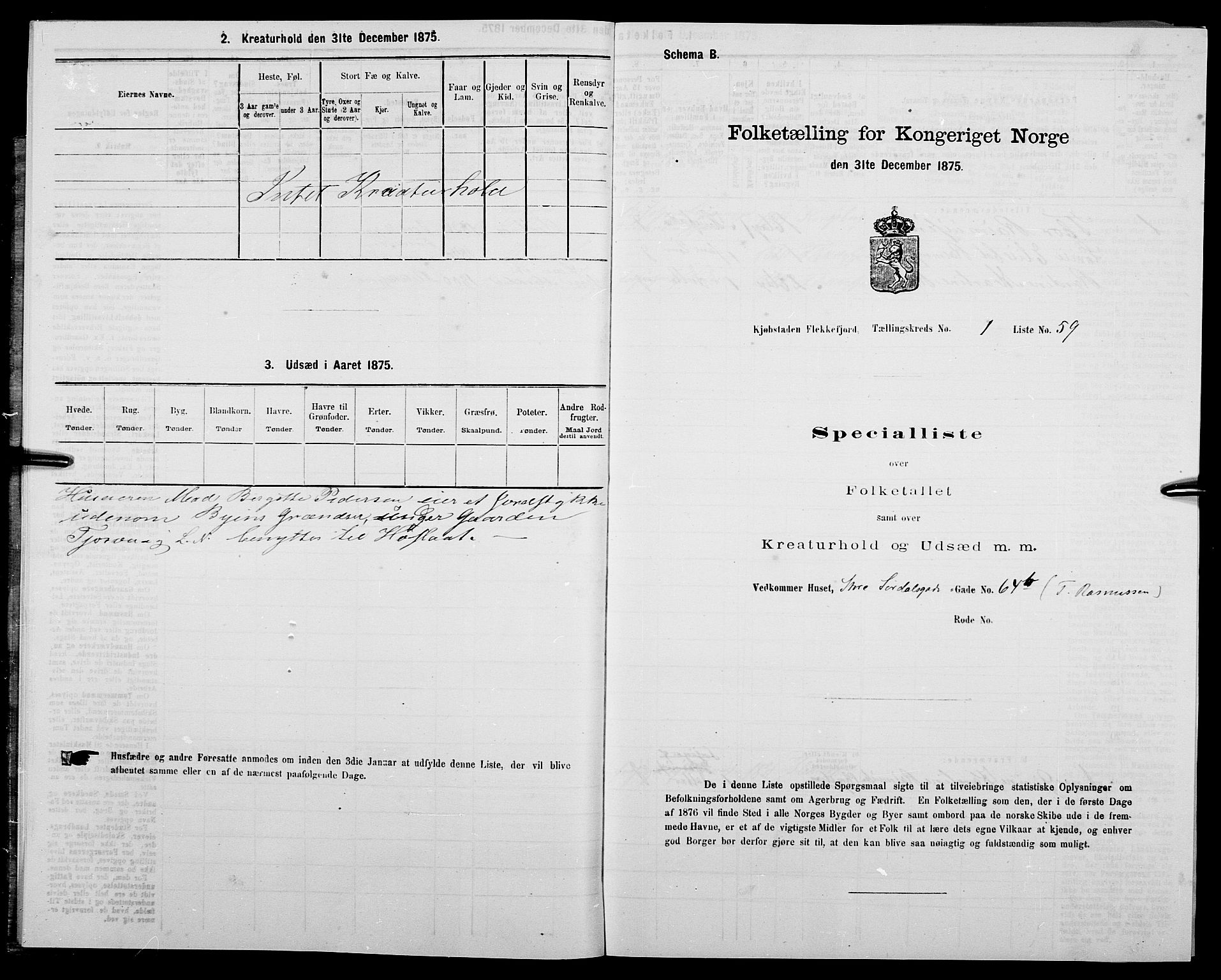 SAK, 1875 census for 1004B Flekkefjord/Flekkefjord, 1875, p. 22