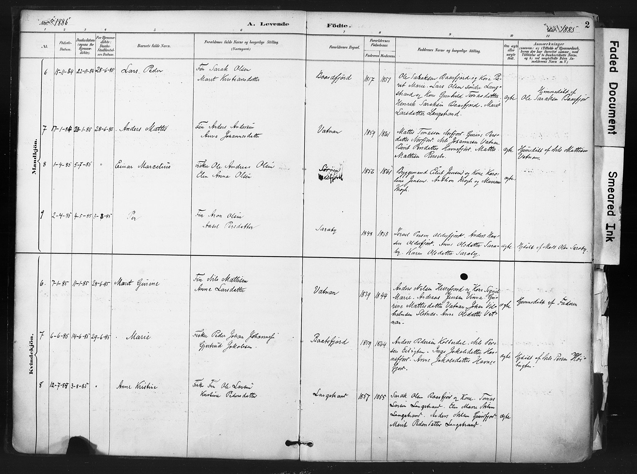 Hammerfest sokneprestkontor, AV/SATØ-S-1347/H/Ha/L0011.kirke: Parish register (official) no. 11 /1, 1885-1897, p. 2