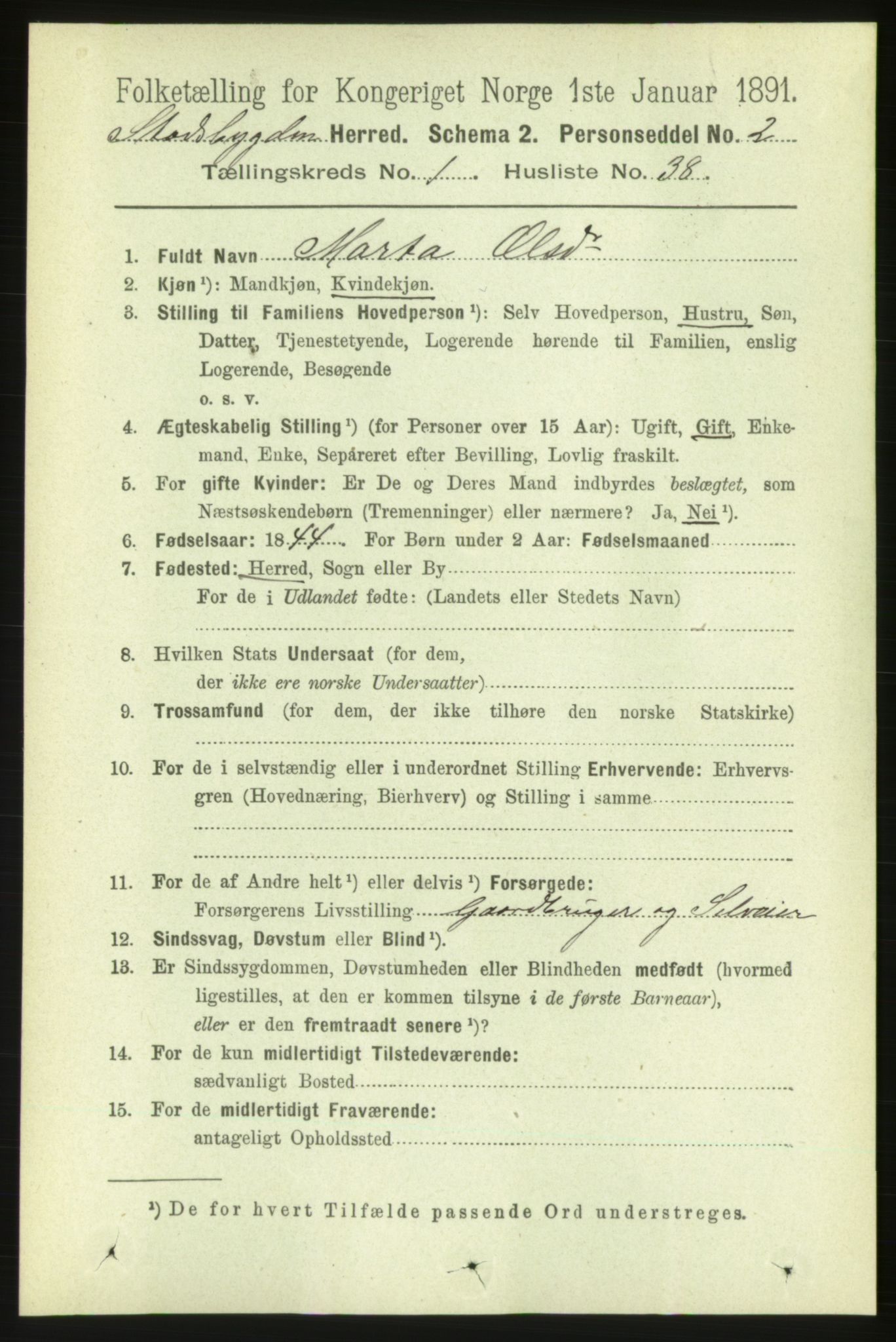 RA, 1891 census for 1625 Stadsbygd, 1891, p. 357