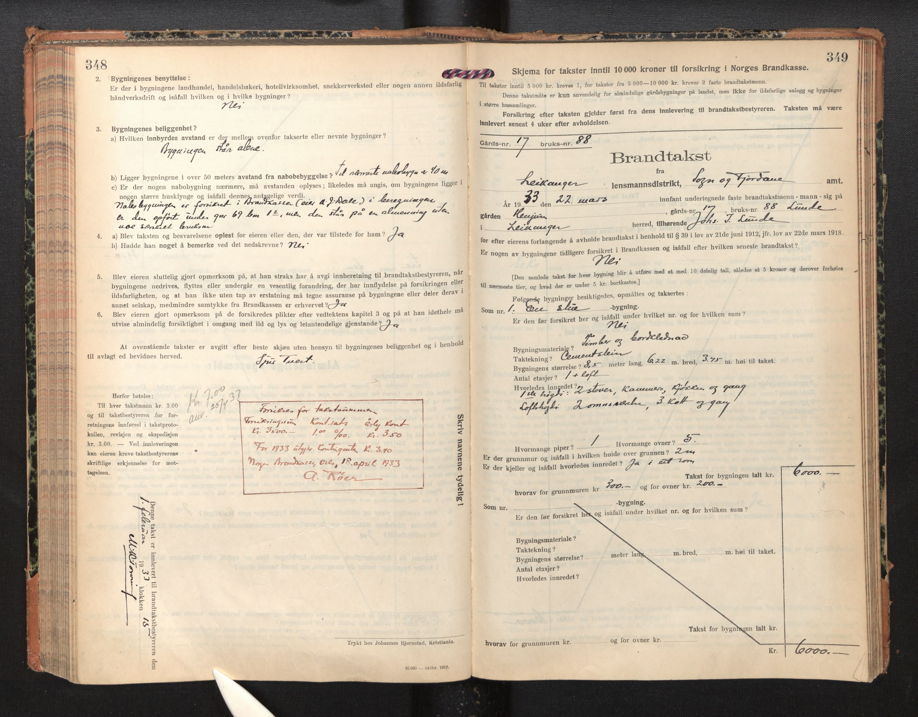 Lensmannen i Leikanger, AV/SAB-A-29201/0012/L0007: Branntakstprotokoll, skjematakst, 1926-1936, p. 348-349