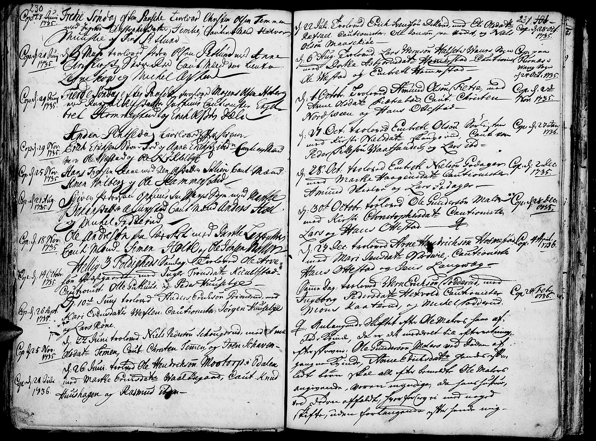 Stange prestekontor, AV/SAH-PREST-002/K/L0004: Parish register (official) no. 4, 1735-1754, p. 230-231