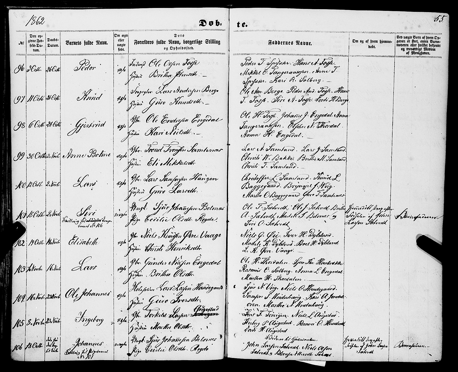 Strandebarm sokneprestembete, AV/SAB-A-78401/H/Haa: Parish register (official) no. A 8, 1858-1872, p. 55