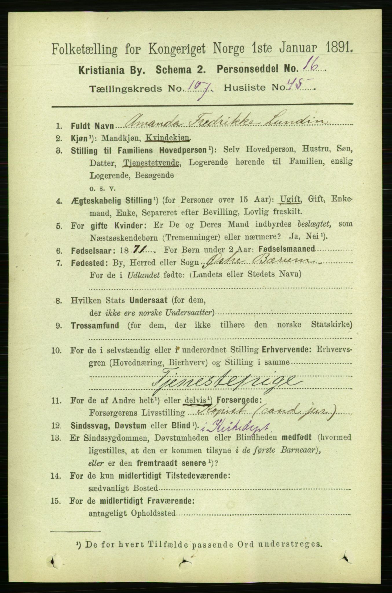 RA, 1891 census for 0301 Kristiania, 1891, p. 55249