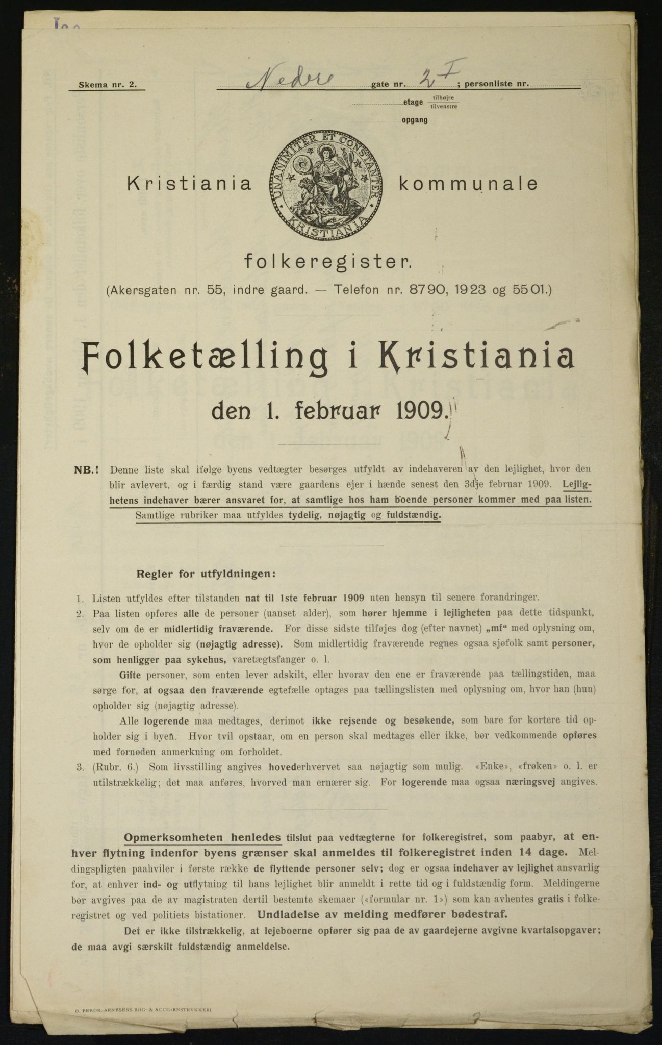 OBA, Municipal Census 1909 for Kristiania, 1909, p. 62692