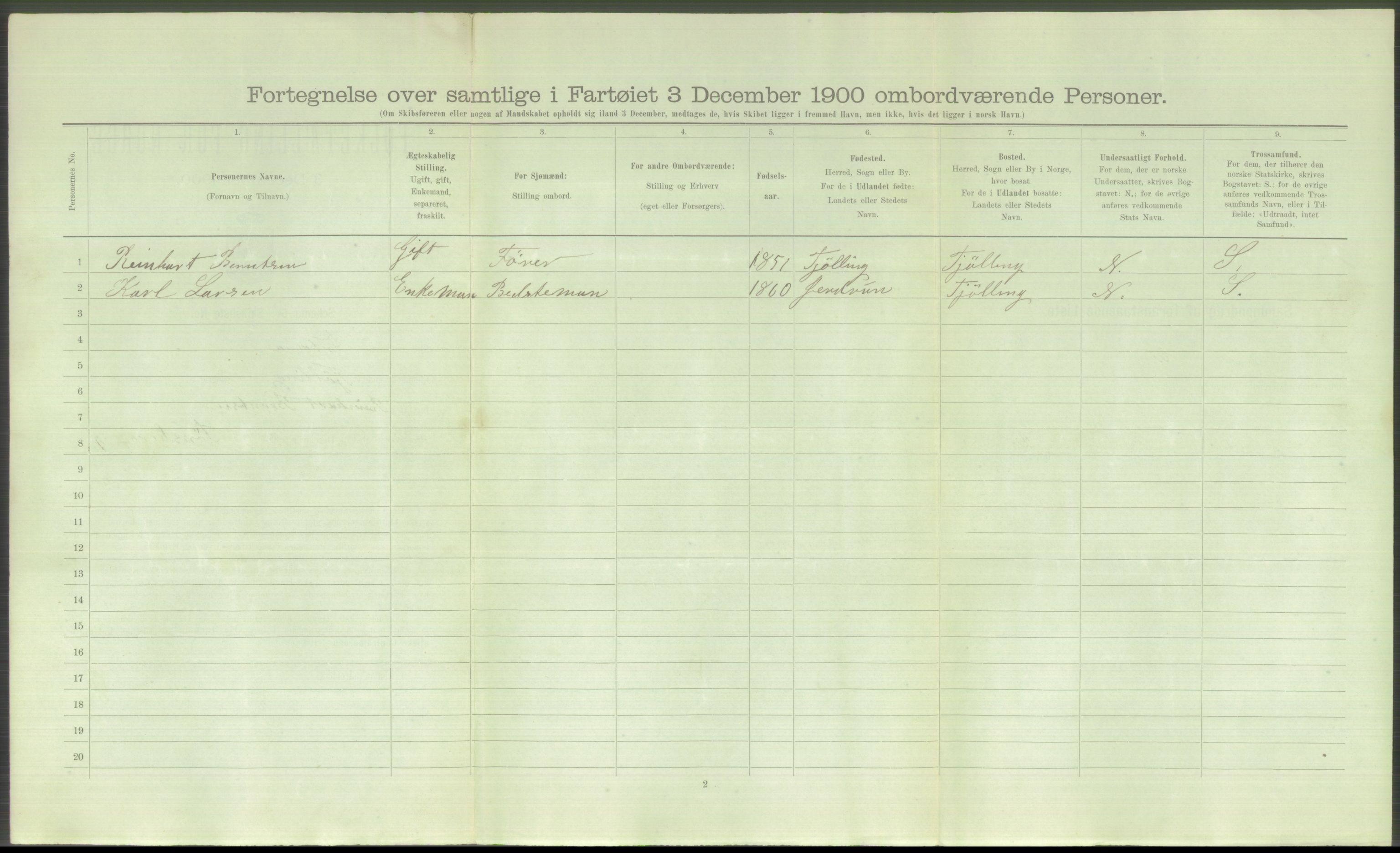 RA, 1900 Census - ship lists from ships in Norwegian harbours, harbours abroad and at sea, 1900, p. 504