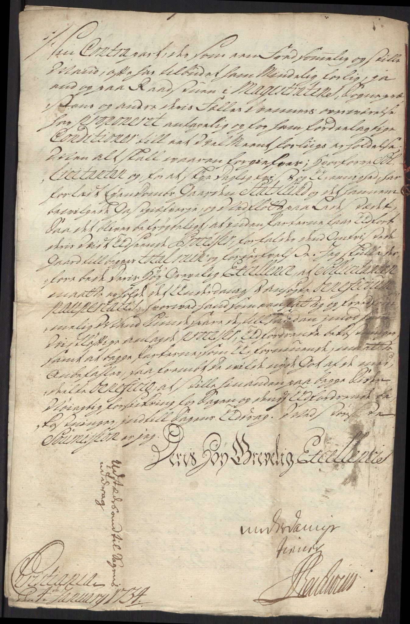 Stattholderembetet 1572-1771, AV/RA-EA-2870/Ef/L0107: Brev fra embetsmenn og andre, 1733-1734, p. 156