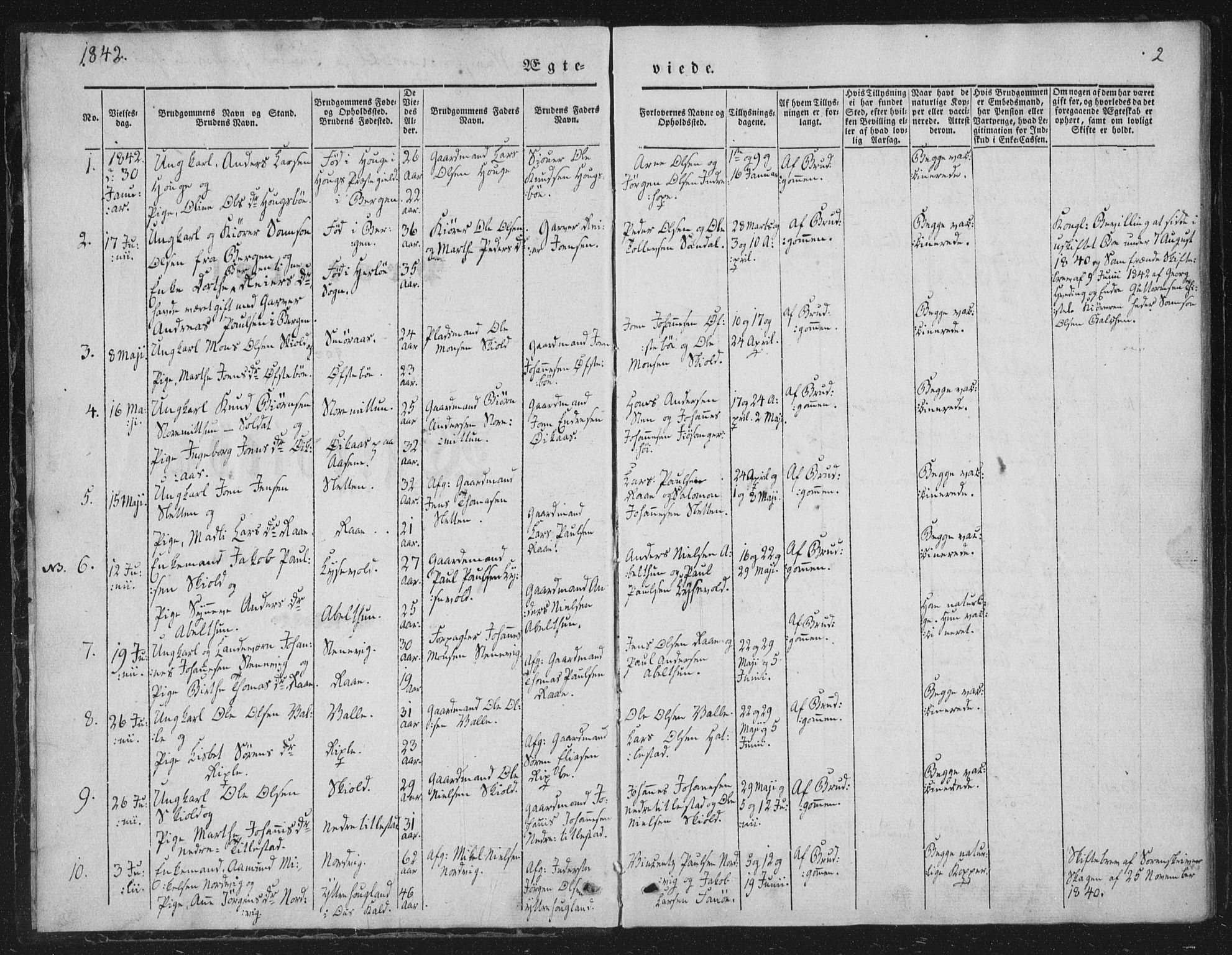 Fana Sokneprestembete, AV/SAB-A-75101/H/Haa/Haaa/L0010: Parish register (official) no. A 10, 1841-1851, p. 2