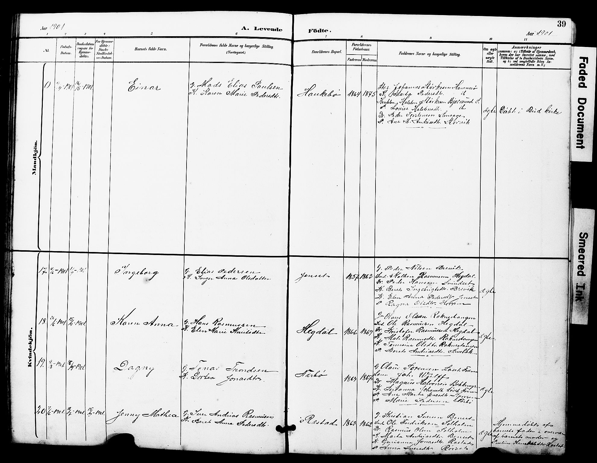 Ministerialprotokoller, klokkerbøker og fødselsregistre - Møre og Romsdal, AV/SAT-A-1454/560/L0725: Parish register (copy) no. 560C02, 1895-1930, p. 39