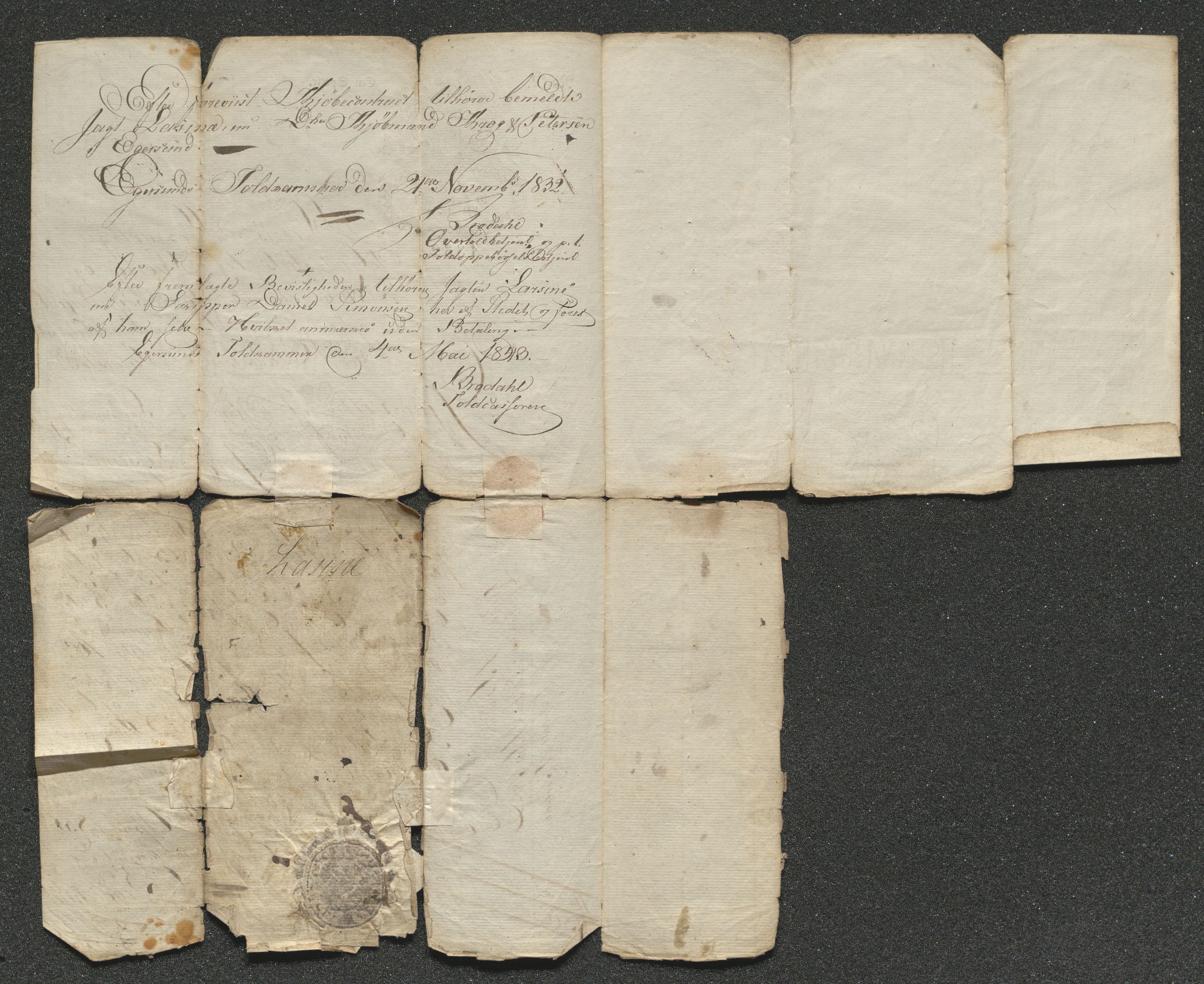 Egersund tollstasjon, AV/SAST-A-101503/01/O/L0219: Diverse, 1813-1865, p. 101
