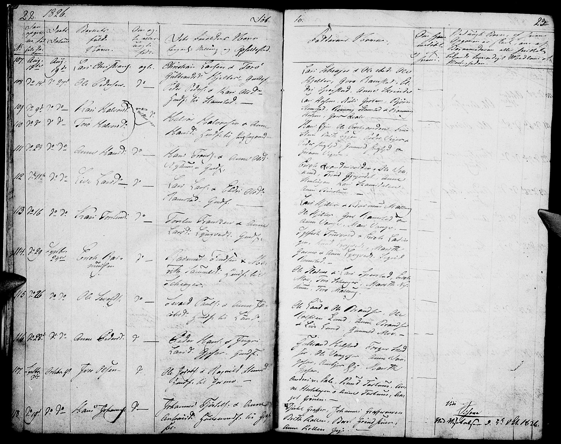 Lom prestekontor, SAH/PREST-070/K/L0005: Parish register (official) no. 5, 1825-1837, p. 22-23