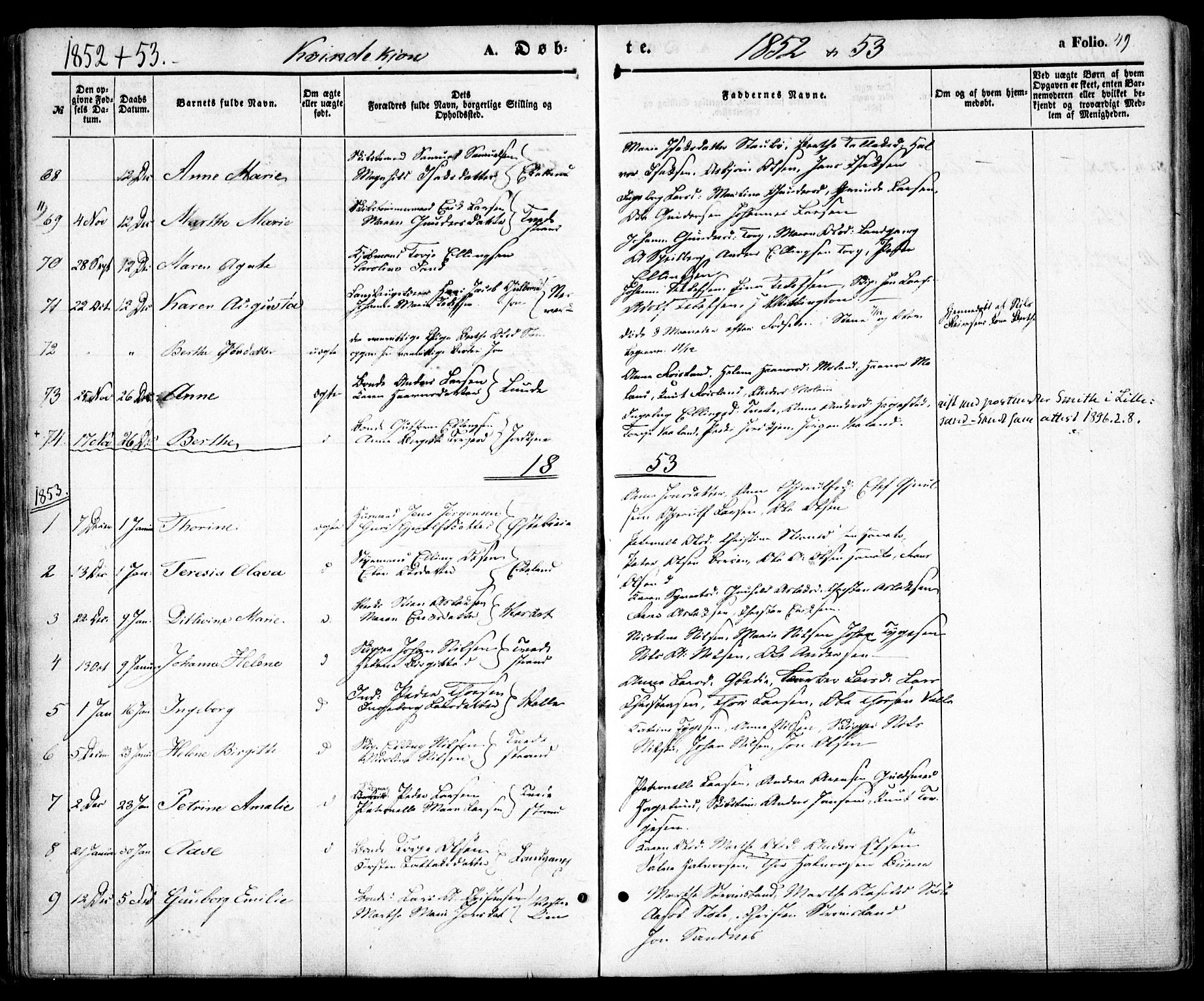 Holt sokneprestkontor, AV/SAK-1111-0021/F/Fa/L0008: Parish register (official) no. A 8, 1849-1860, p. 49