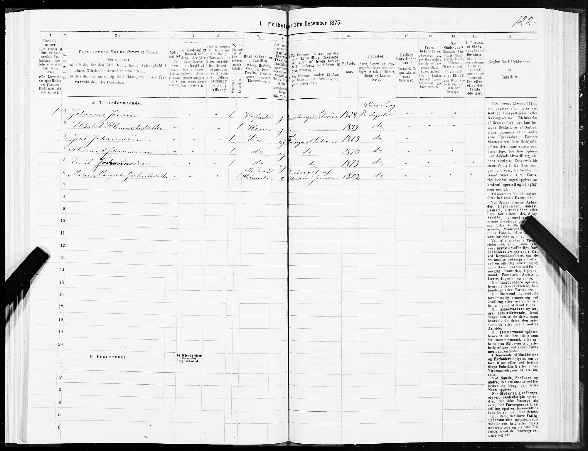 SAT, 1875 census for 1640P Røros, 1875, p. 4122